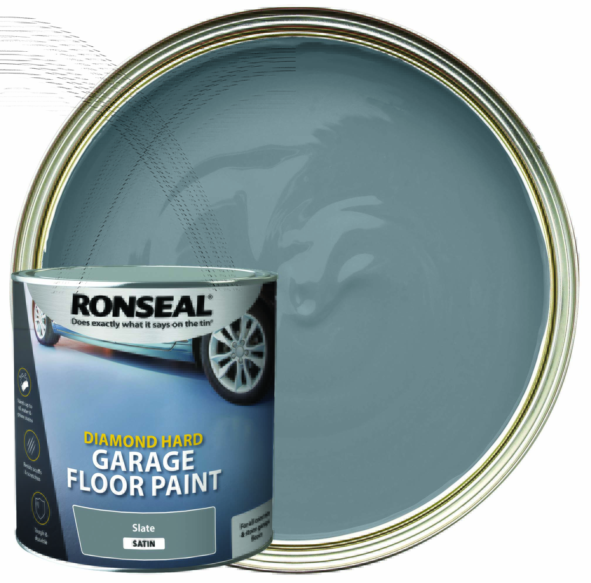 Ronseal Diamond Hard Garage Floor Paint - Satin Slate - 2.5L