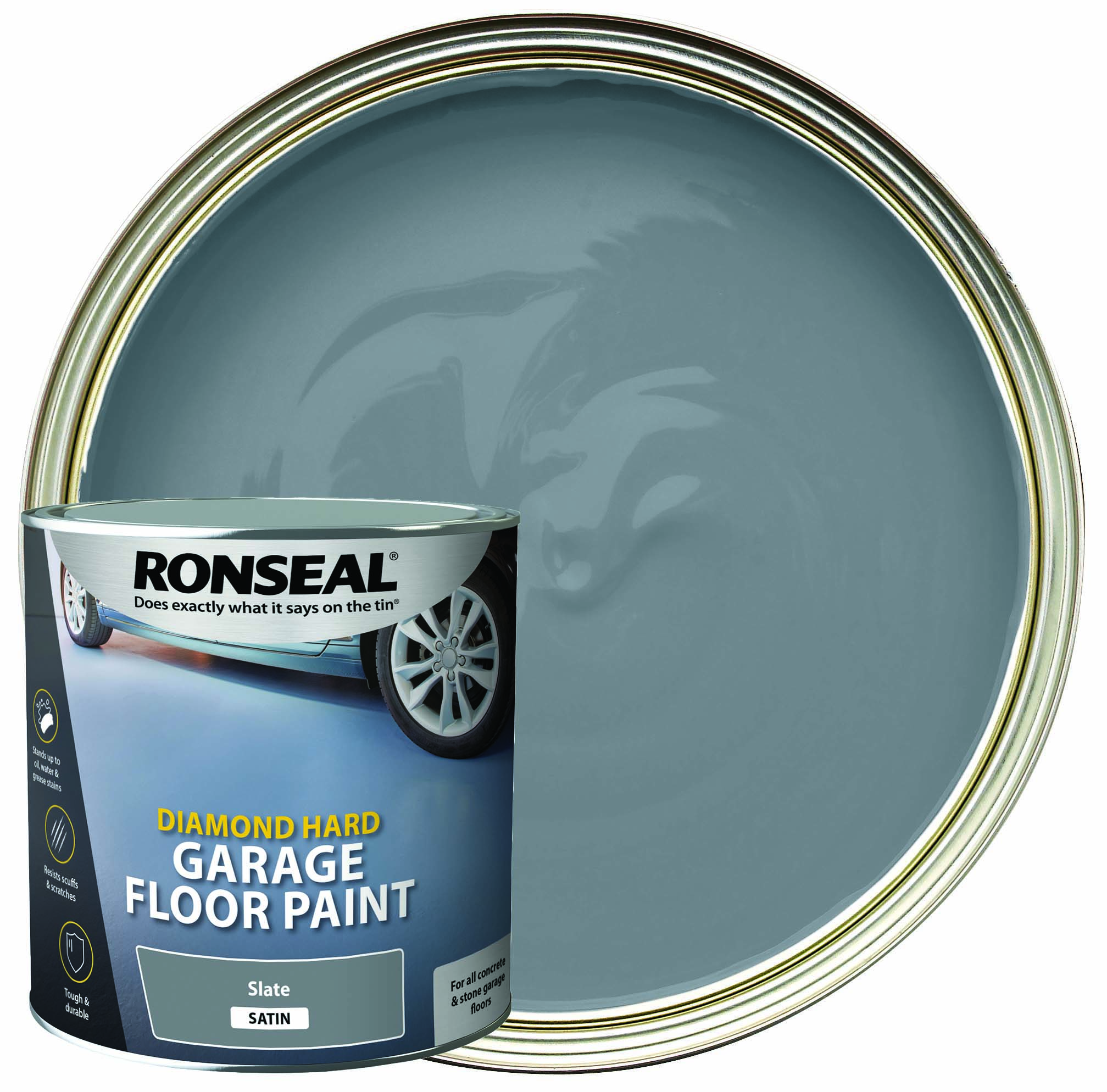 Ronseal Satin Diamond Hard Garage Floor Paint - Slate - 2.5L