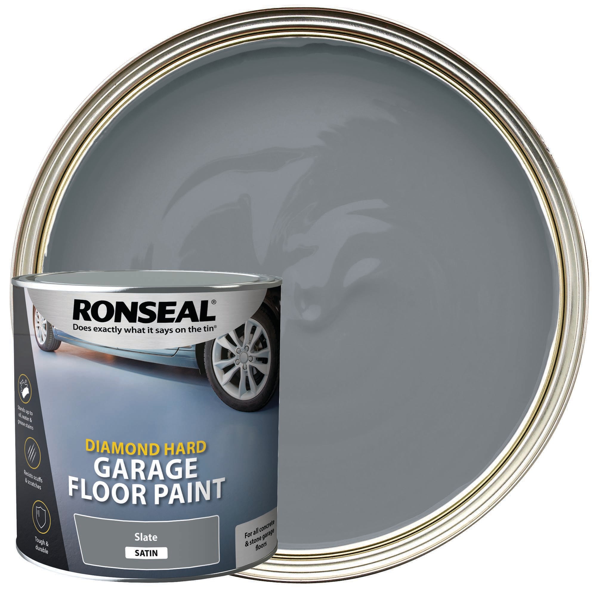 Ronseal Diamond Hard Garage Floor Paint Satin Slate 2.5L Wickes.co.uk