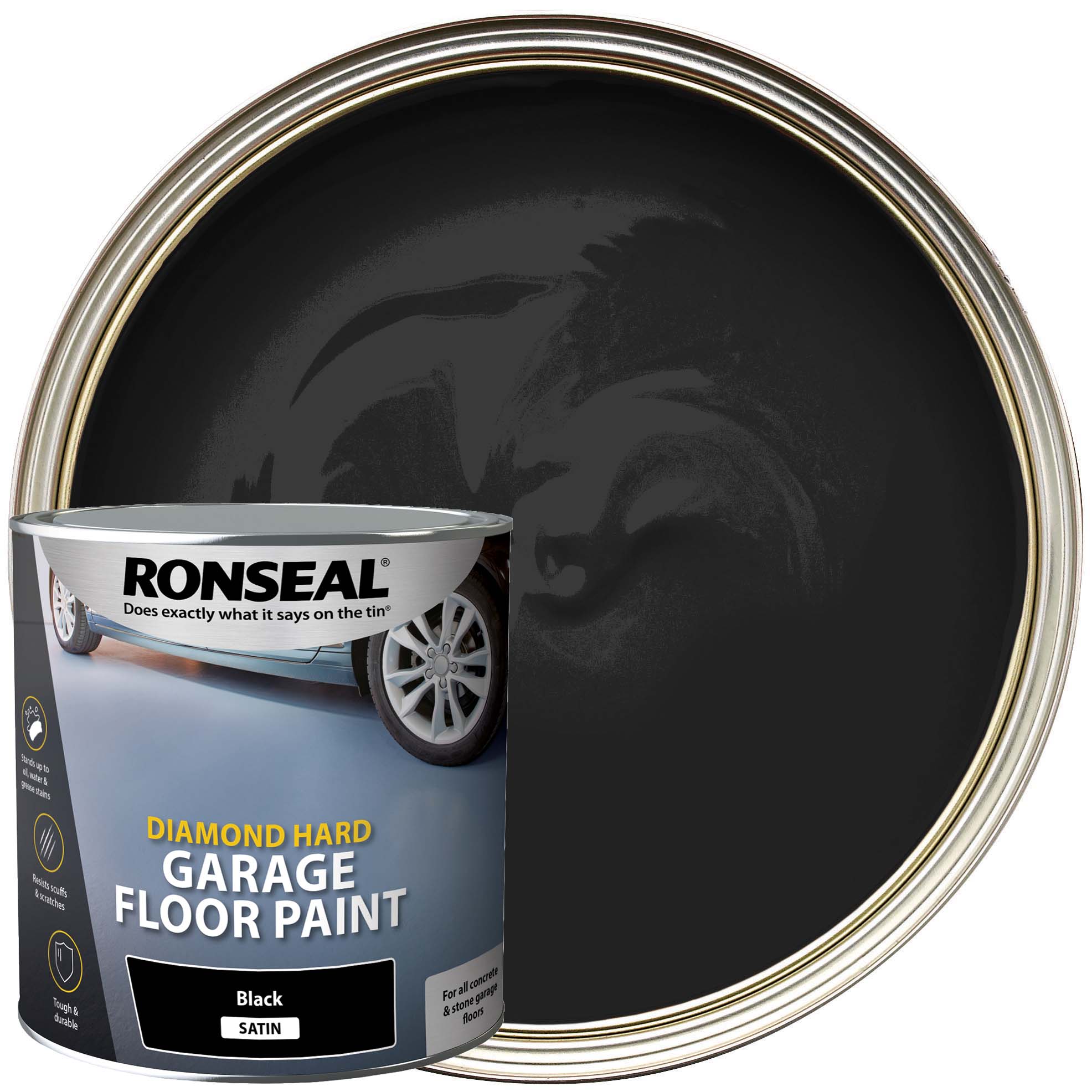 Image of Ronseal Diamond Hard Garage Floor Paint - Satin Black 2.5L
