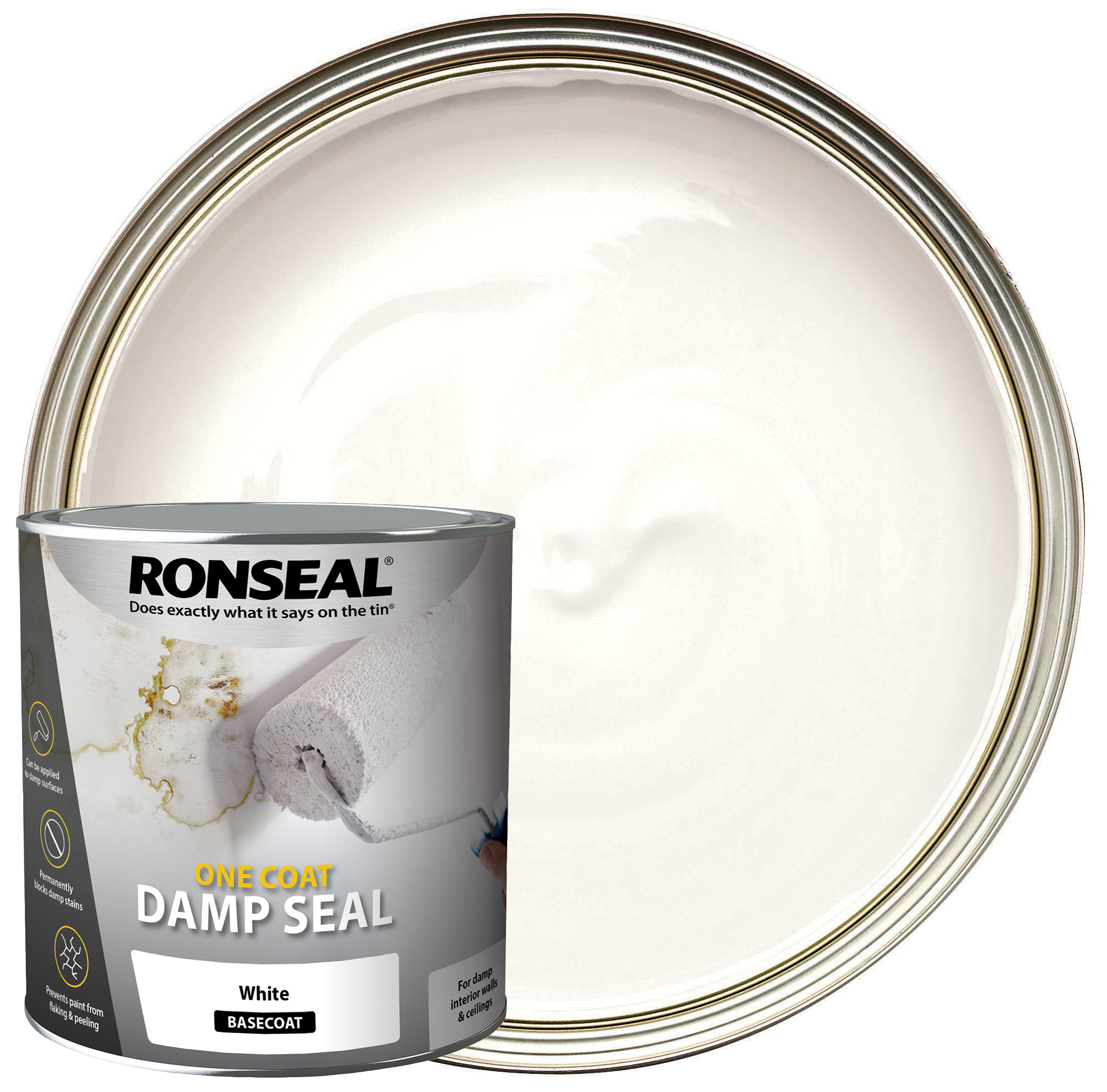 Image of Ronseal One Coat Damp Seal Basecoat Paint - White 2.5l
