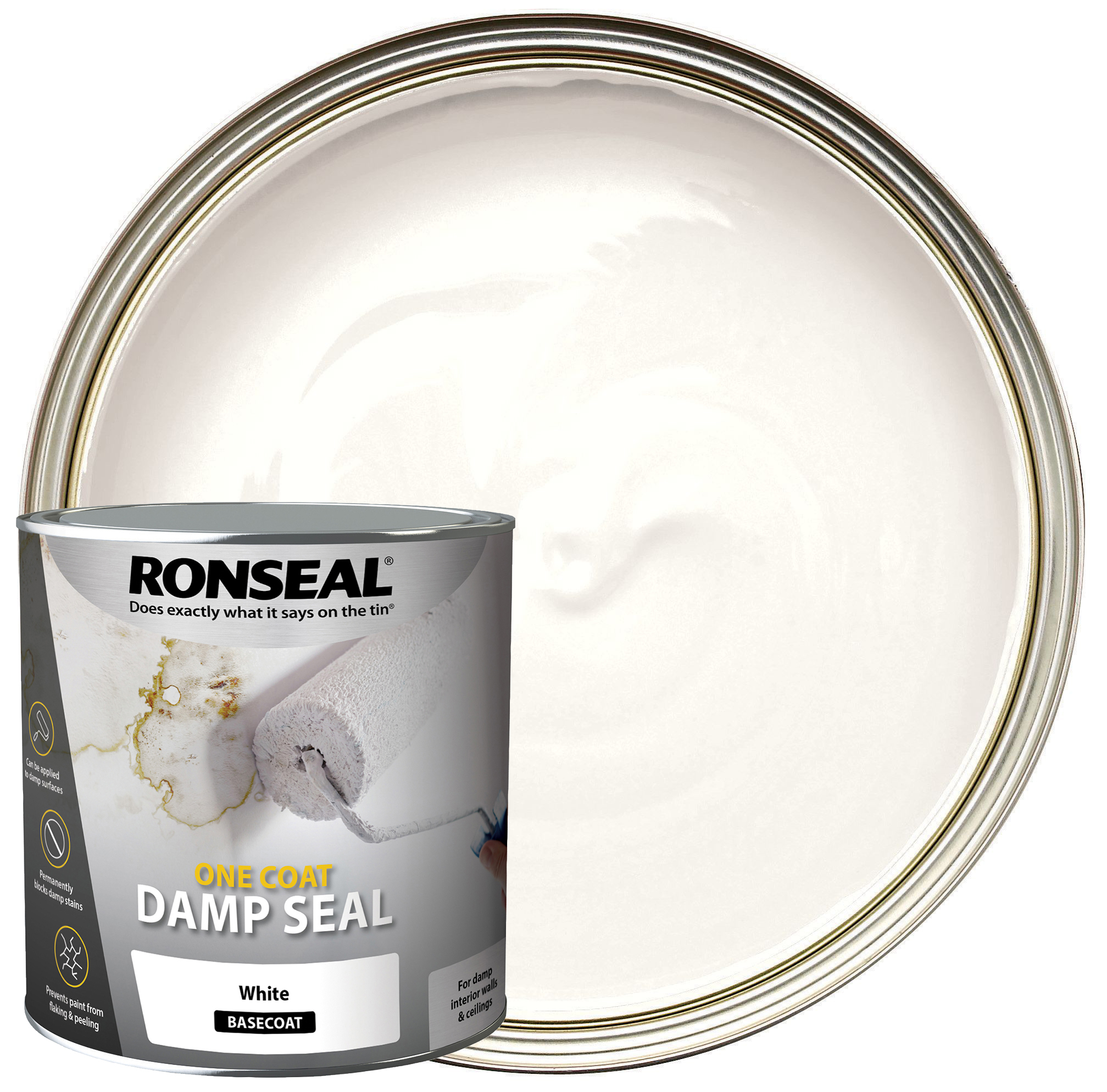 Ronseal One Coat Damp Seal Basecoat Paint - White 2.5l