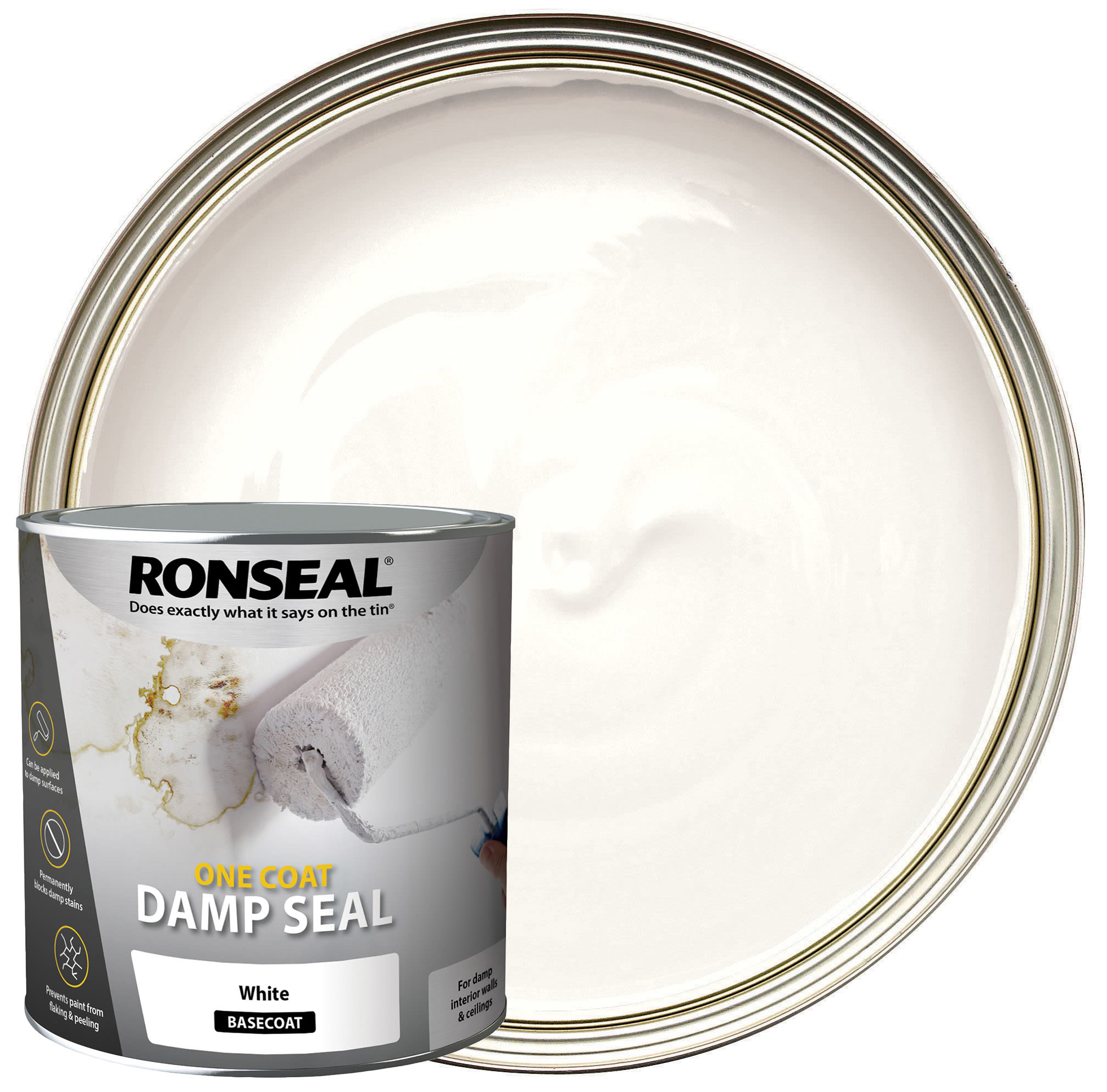 Ronseal One Coat Damp Seal Basecoat Paint White 2.5l Wickes.co.uk