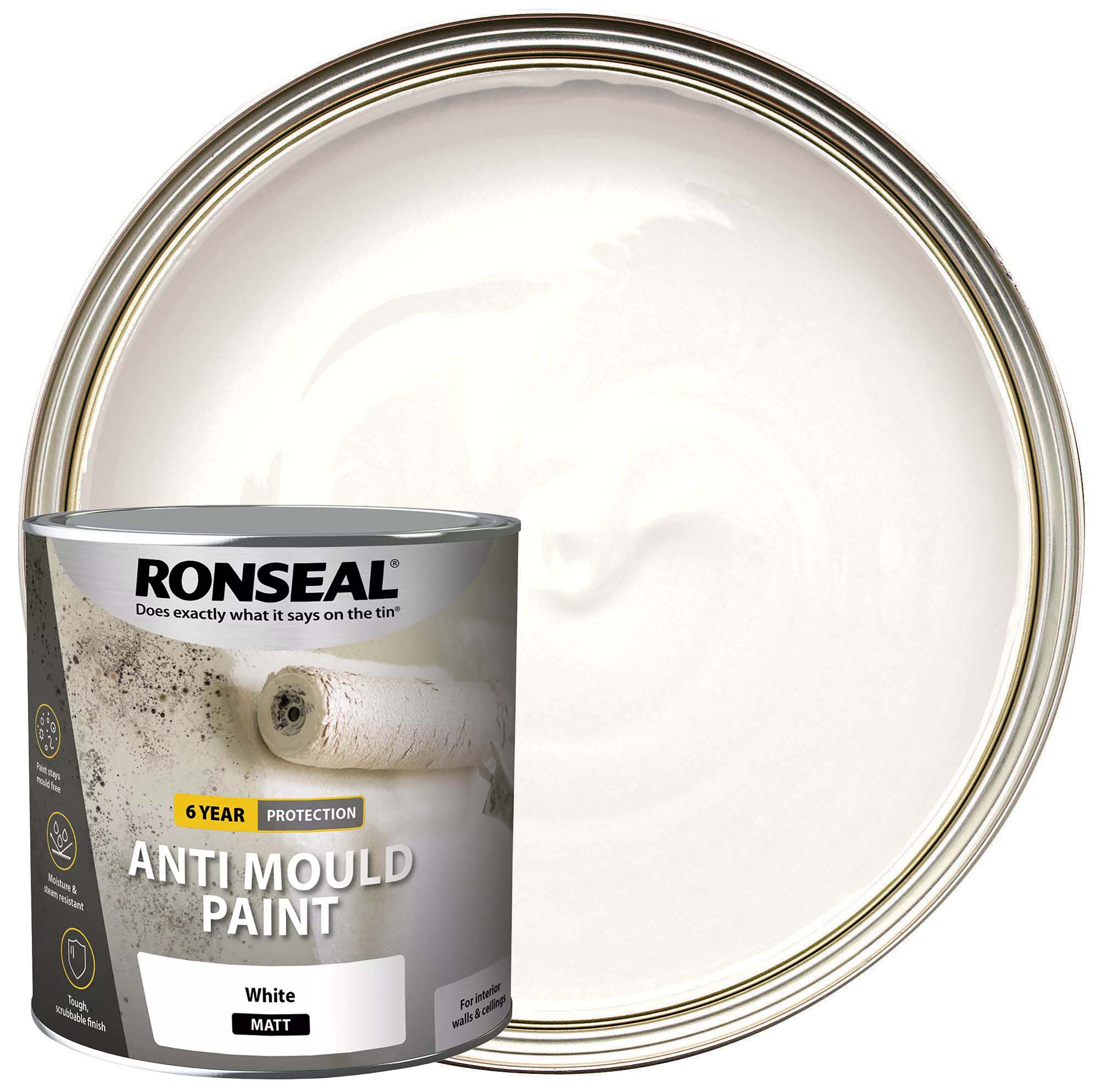 Image of Ronseal Anti-mould Paint Matt White - 2.5l