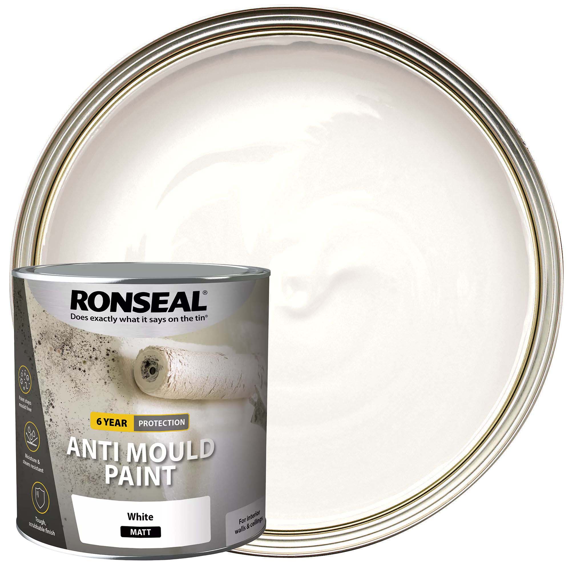 Ronseal 6 Year Matt White Anti-Mould Paint -