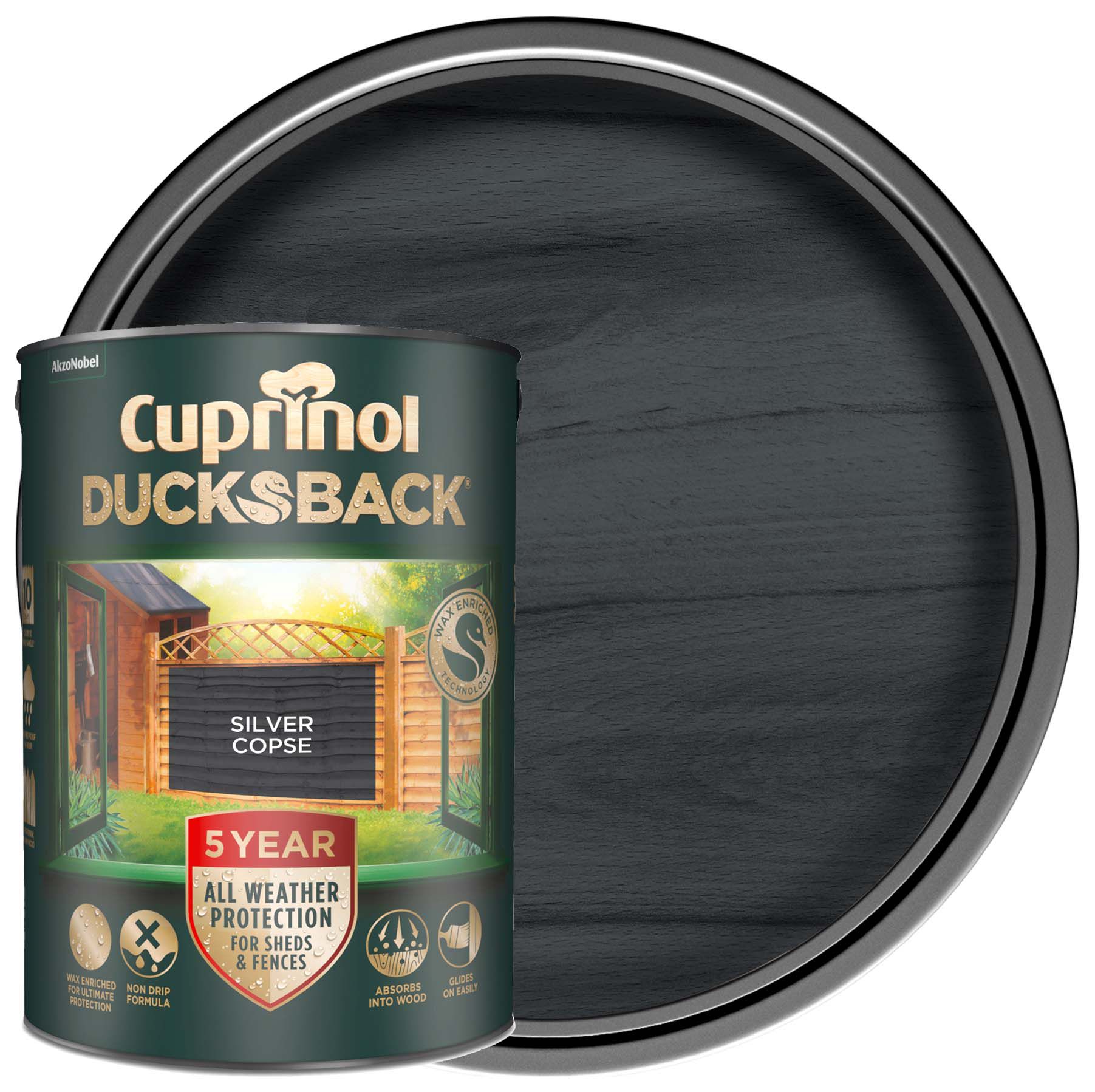 Cuprinol 5 Year Ducksback Matt Shed & Fence Treatment - Silver Copse - 5L