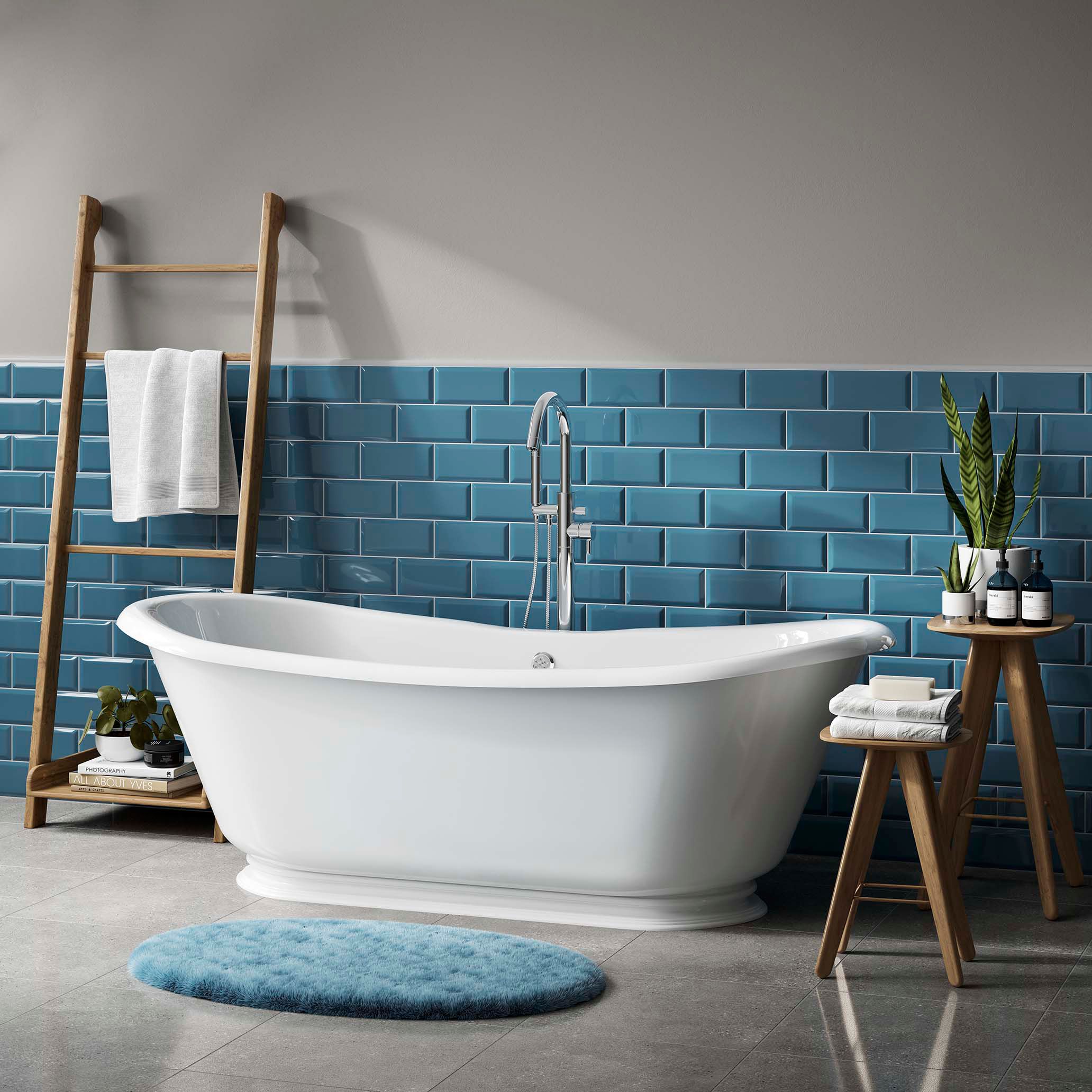 Image of Wickes Metro Light Blue Ceramic Wall Tile - 200 x 100mm