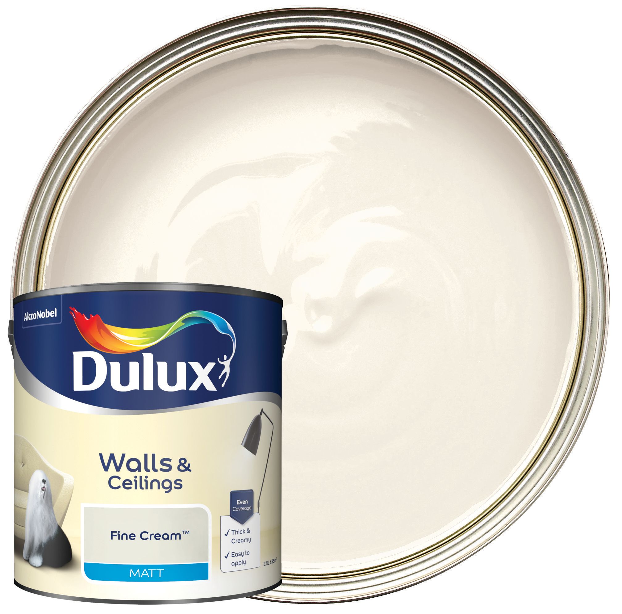 Image of Dulux Matt Emulsion Paint - Fine Cream - 2.5L