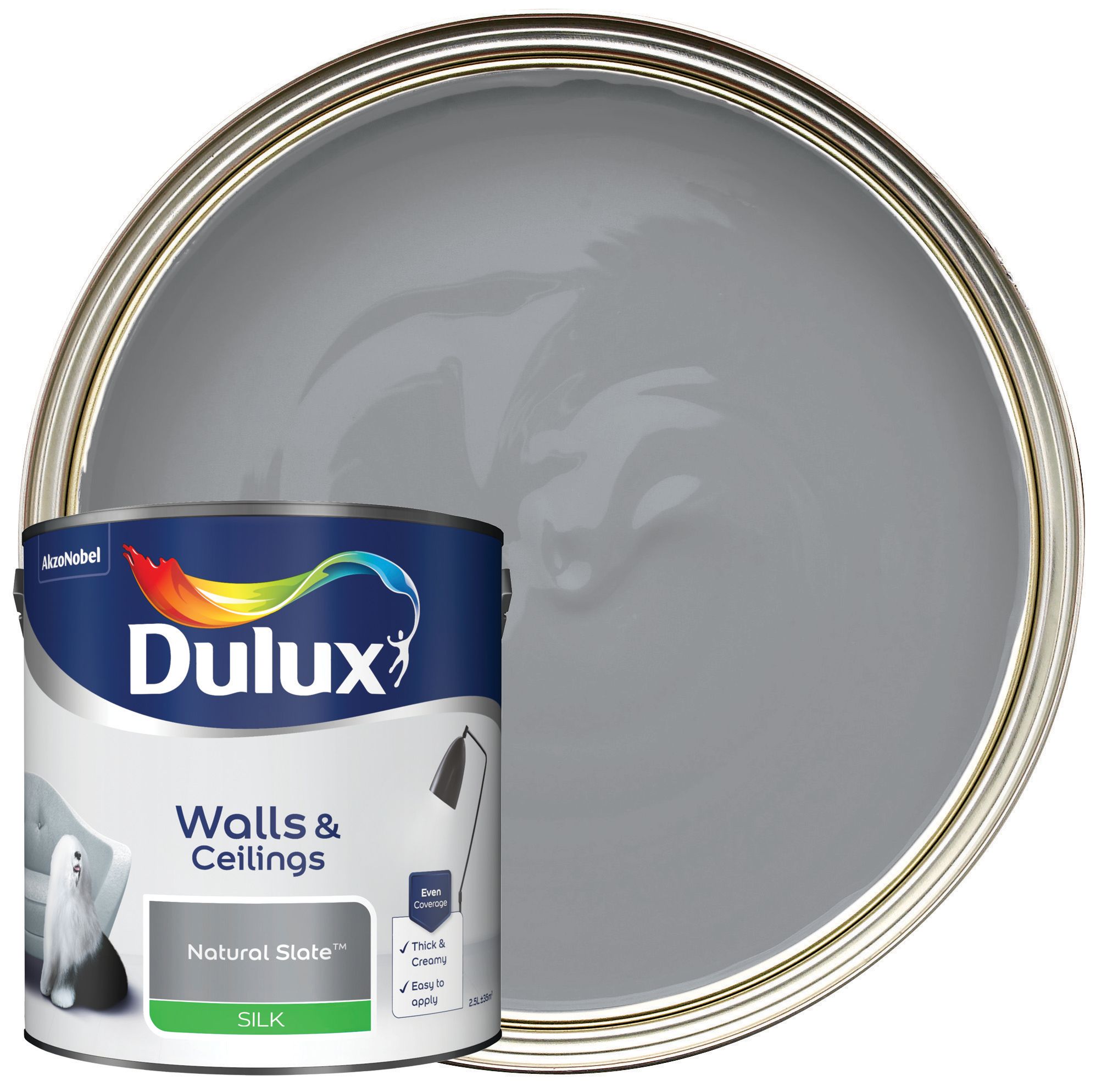 Image of Dulux Silk Emulsion Paint - Natural Slate - 2.5L