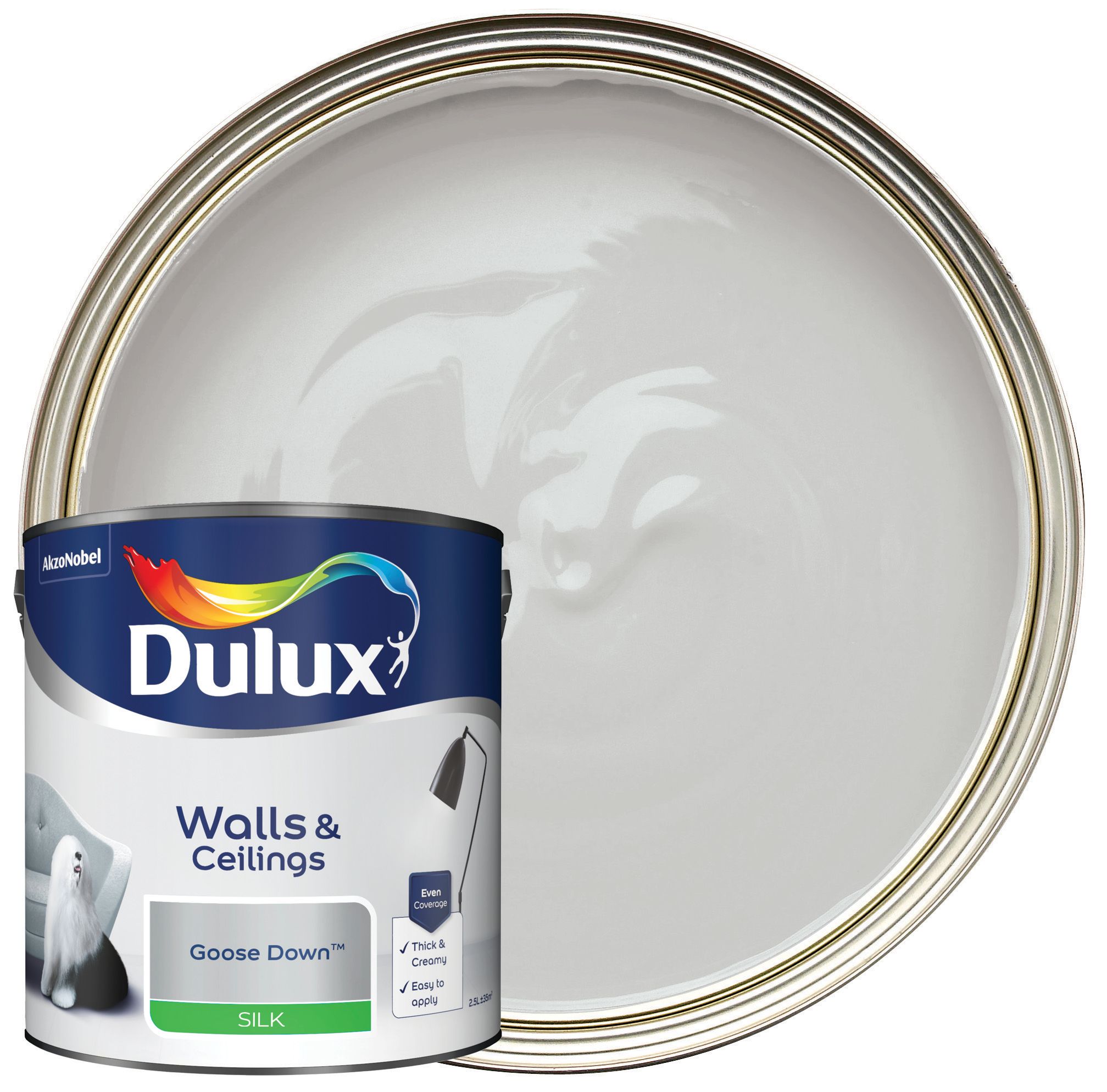 Dulux Silk Emulsion Paint - Goose Down - 2.5L