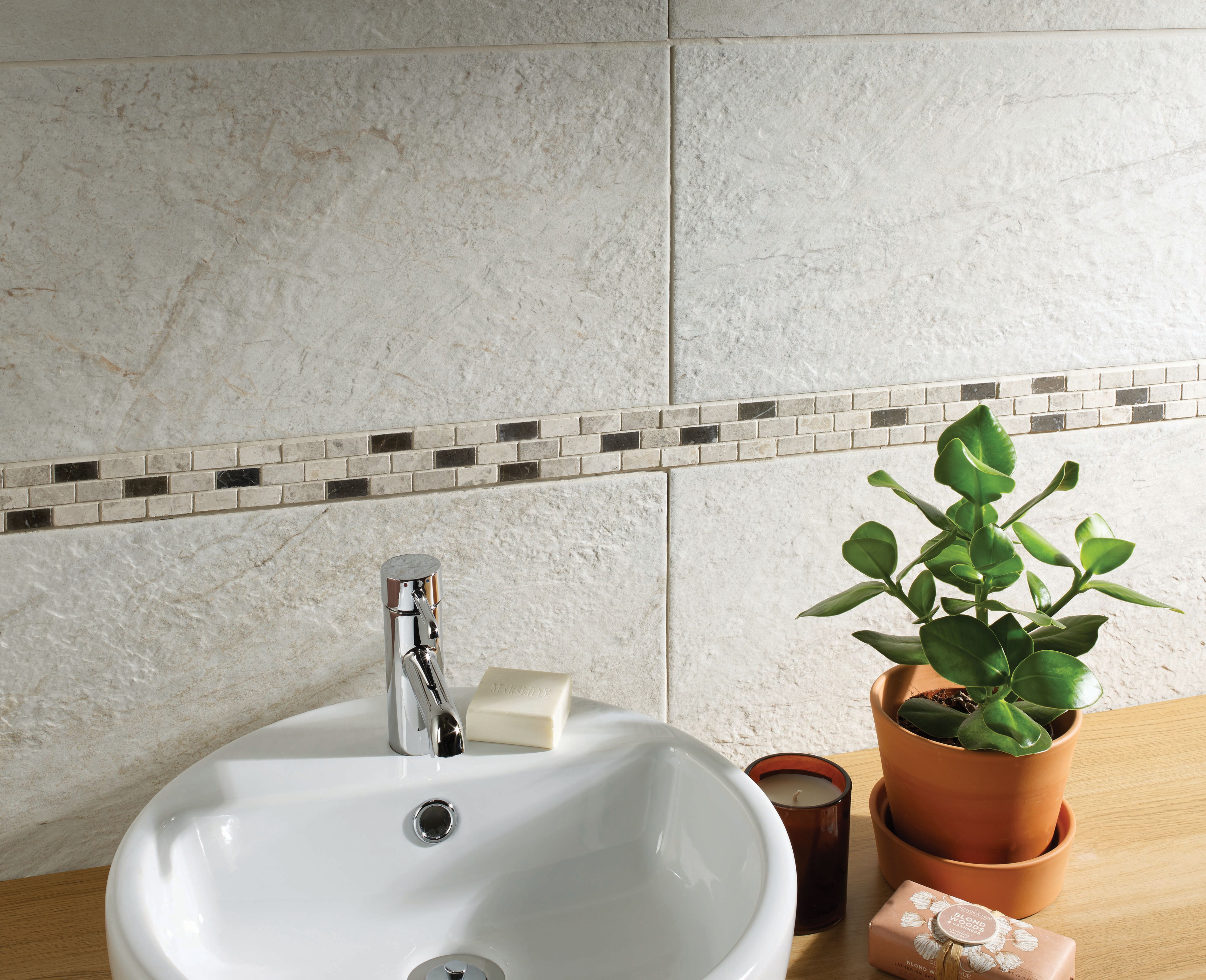 Image of Wickes Silver Polished Marble Brick Mosaic Tile - 305 x 305mm