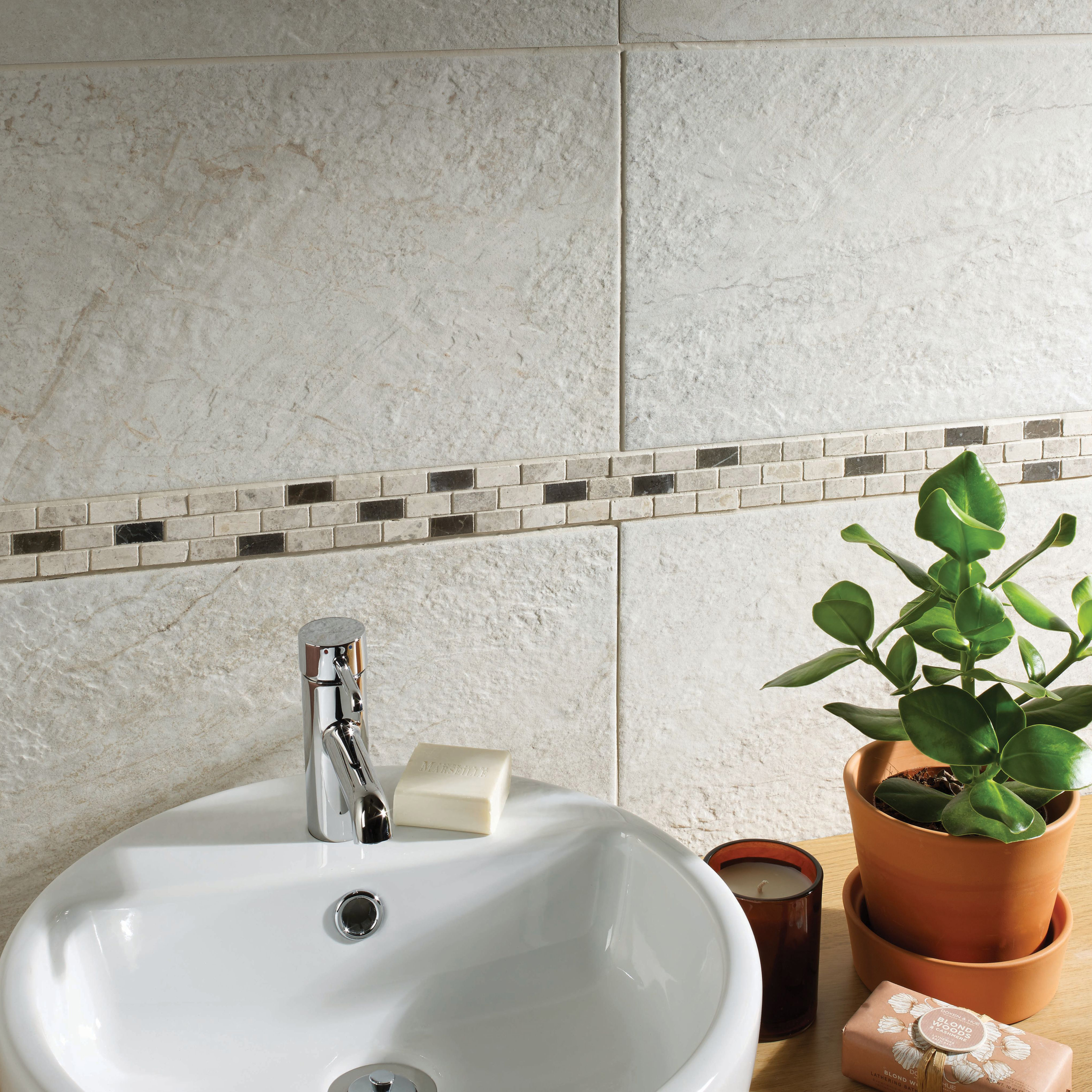 Image of Wickes Silver Polished Marble Brick Mosaic Tile - 305 x 305mm