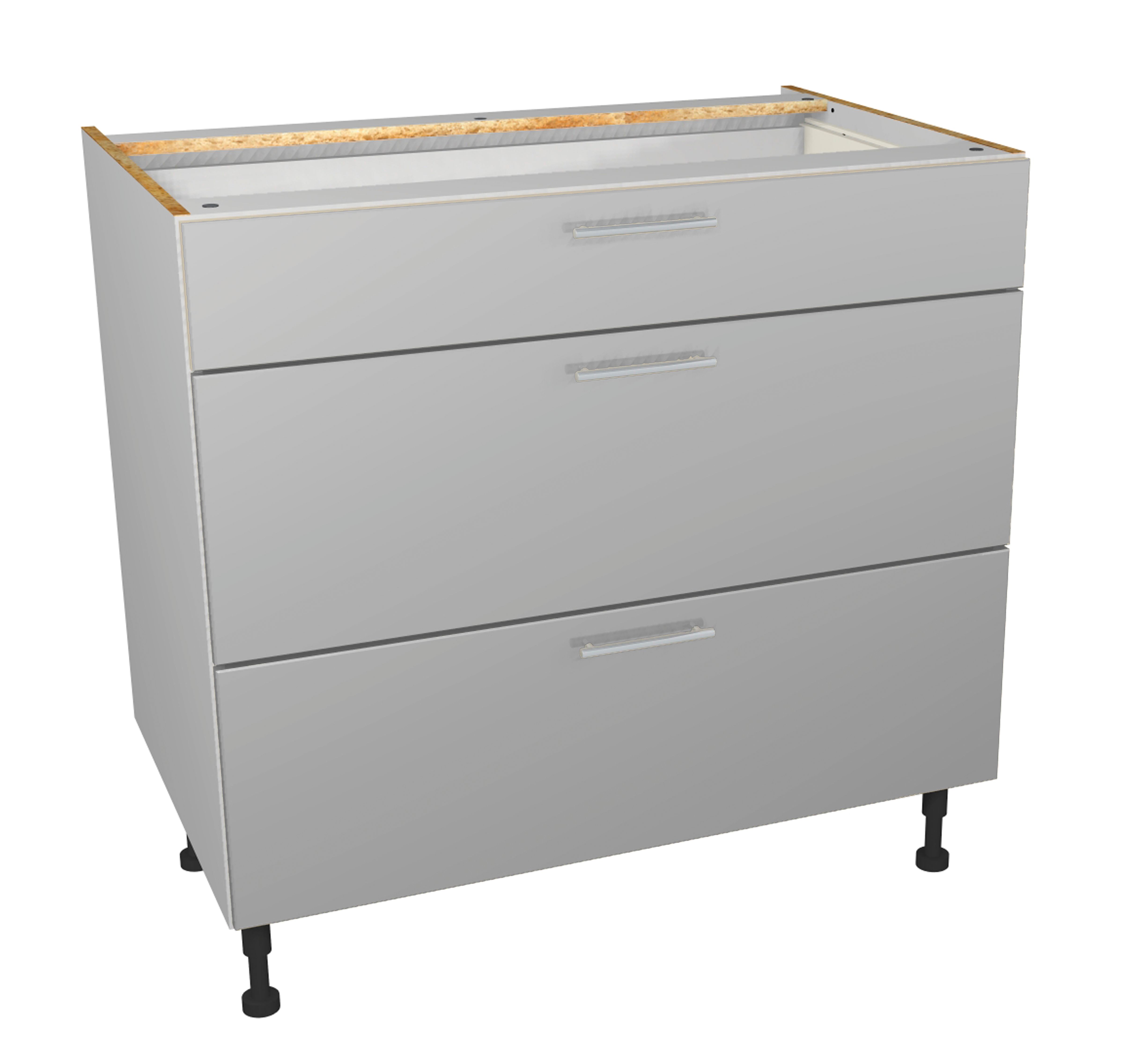 Image of Wickes Orlando Grey Gloss Slab Drawer Unit - 900mm Part 1 of 2