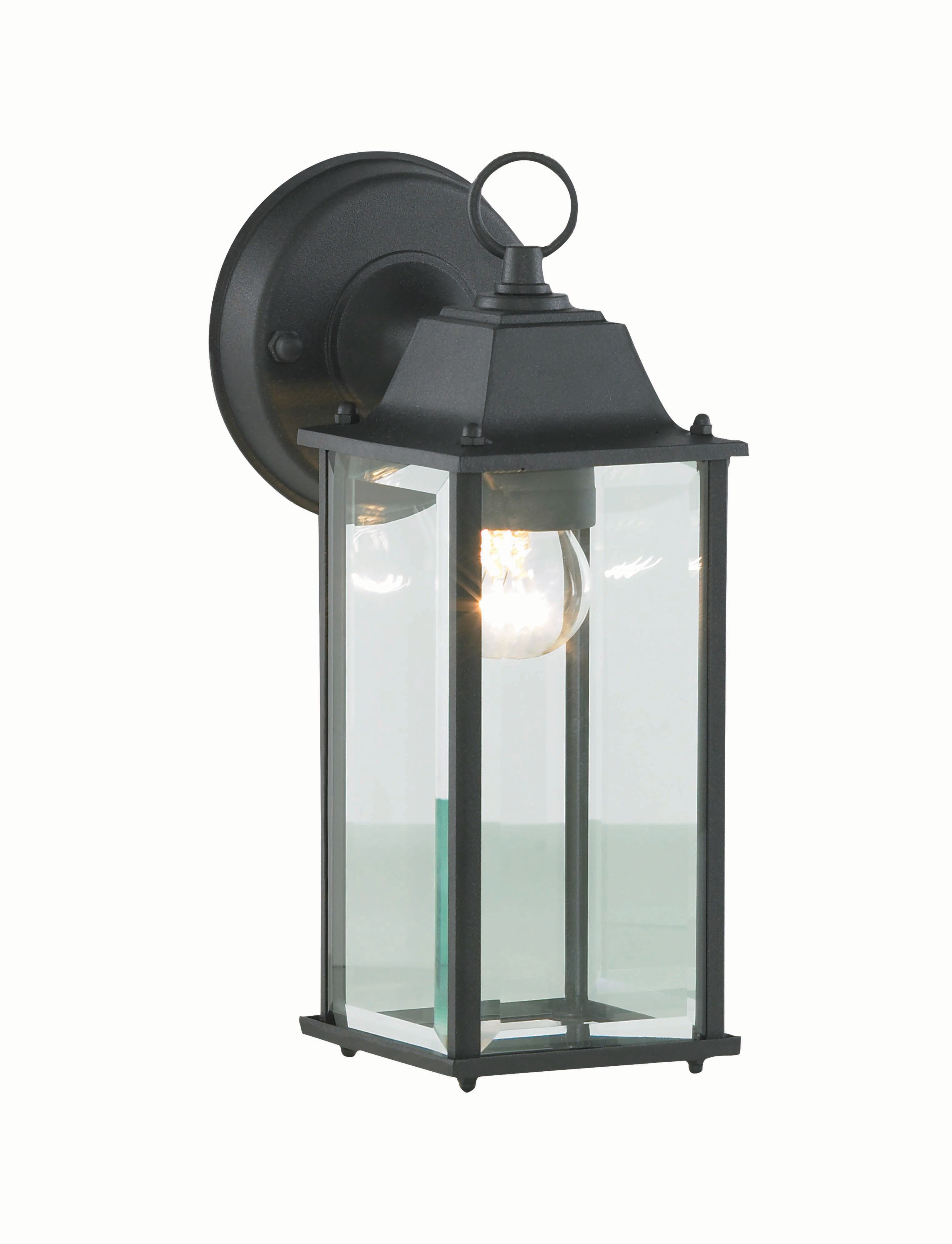 Zinc Ceres Black Bevelled Glass Lantern Light - 60W