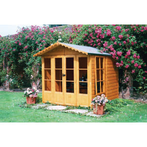 Shire Kensington Double Door Summer House with Opening Side Windows - 7 x 7 ft