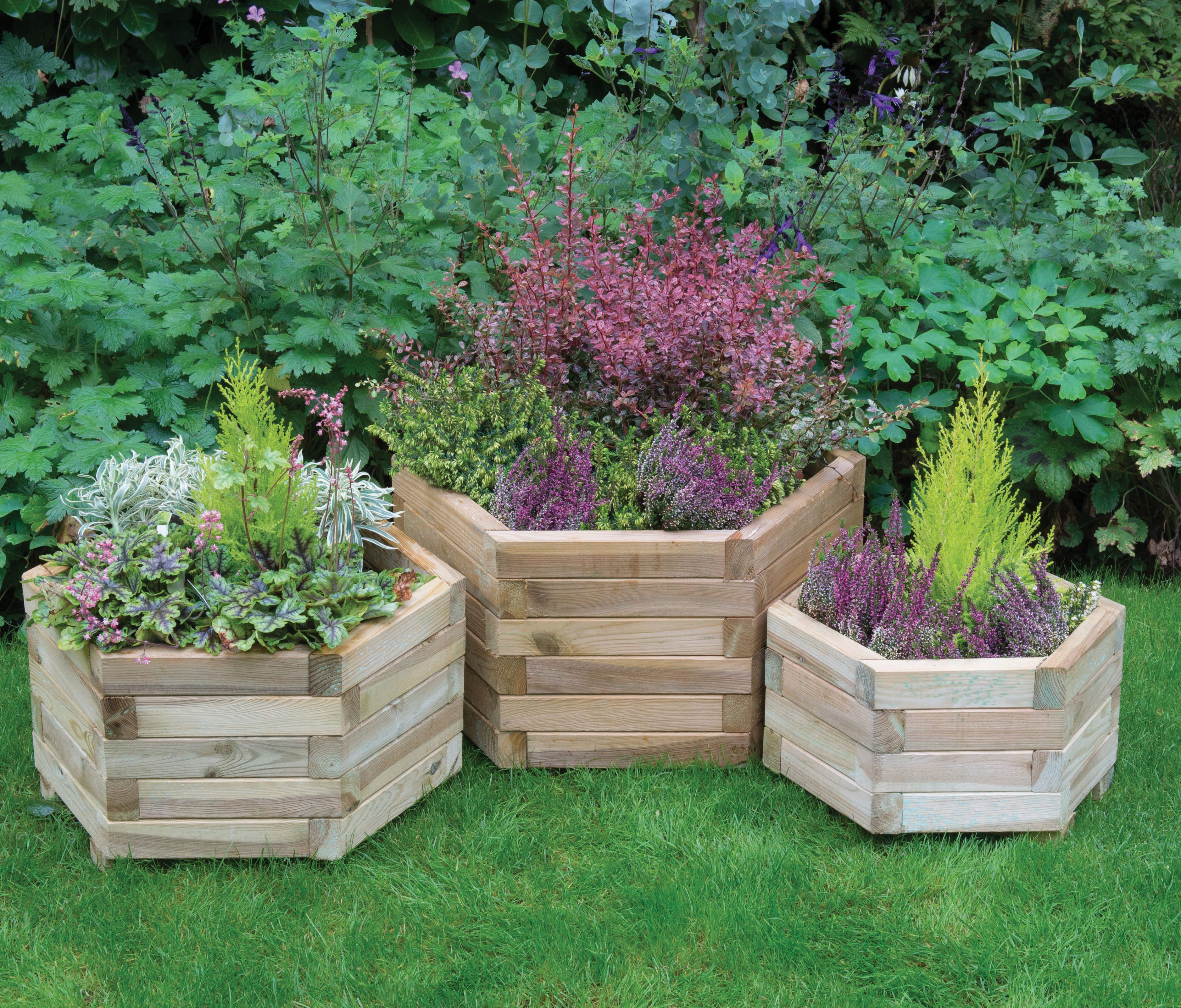 Forest Garden York Hexagonal Planter - Set of 3