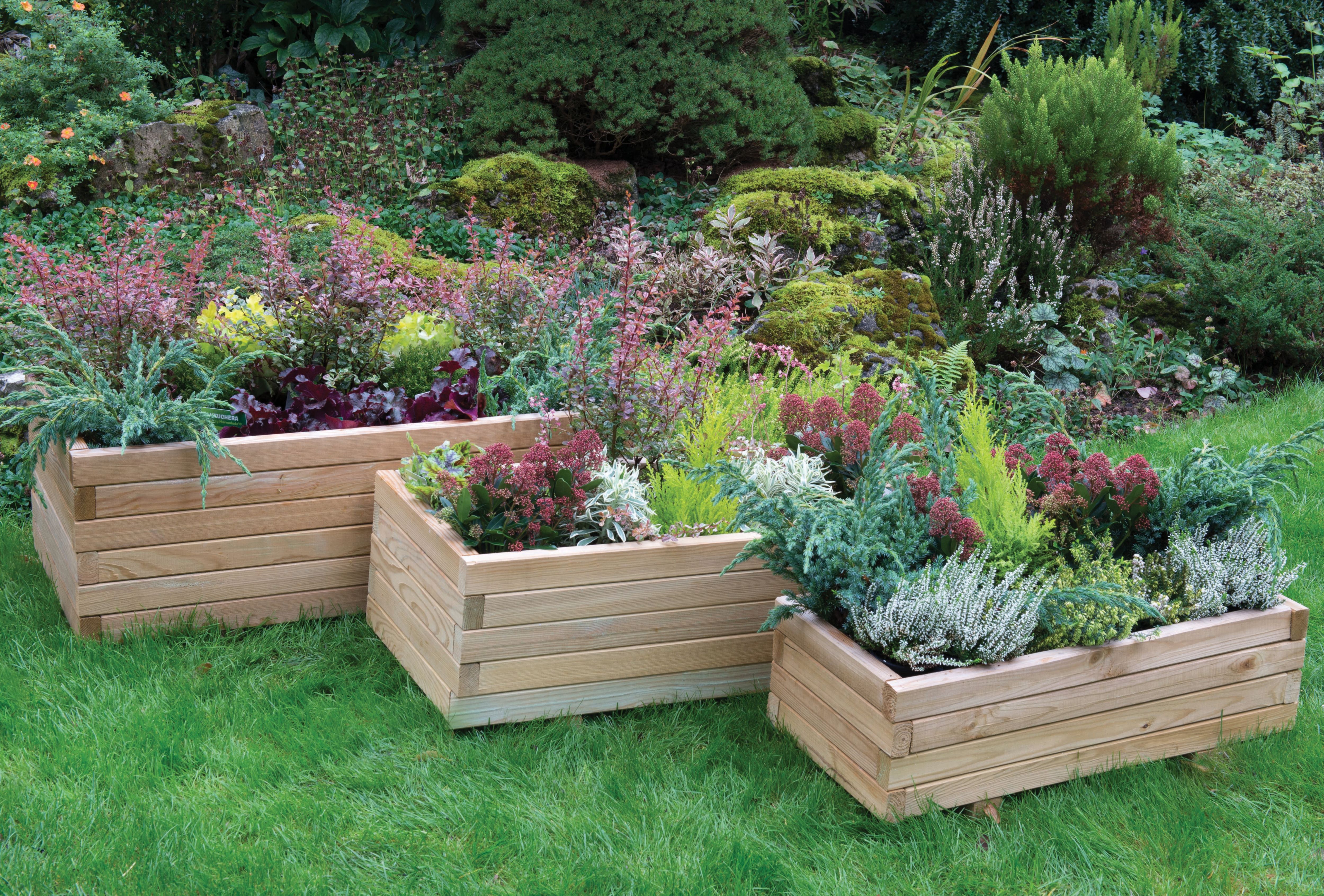 Image of Forest Garden Durham Rectangular Planter - Set of 3