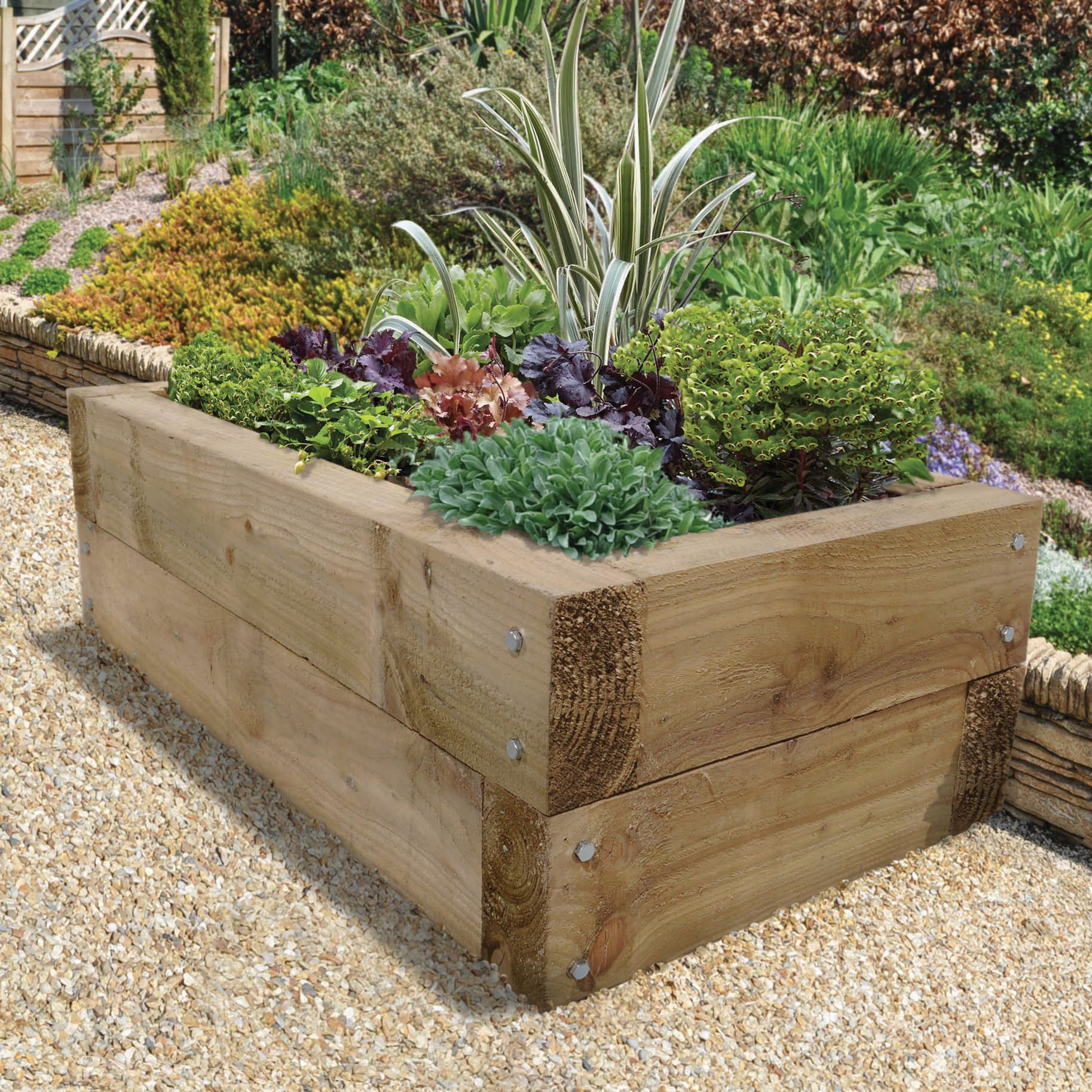 Image of Forest Garden Sleepers Raised Bed - 400mm x 1.3m