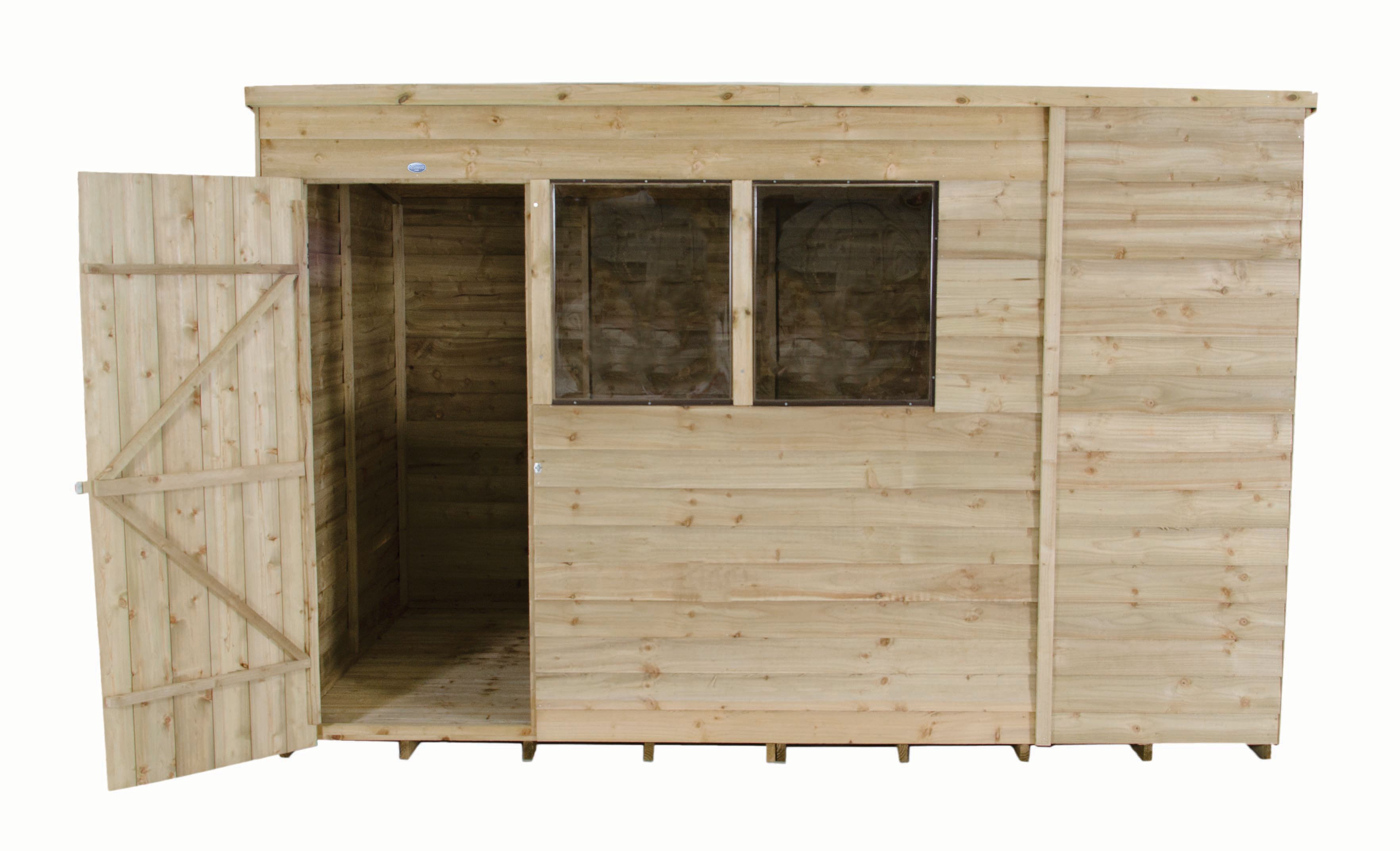 Image of Forest Garden 10 x 6ft Overlap Pent Pressure Treated Shed