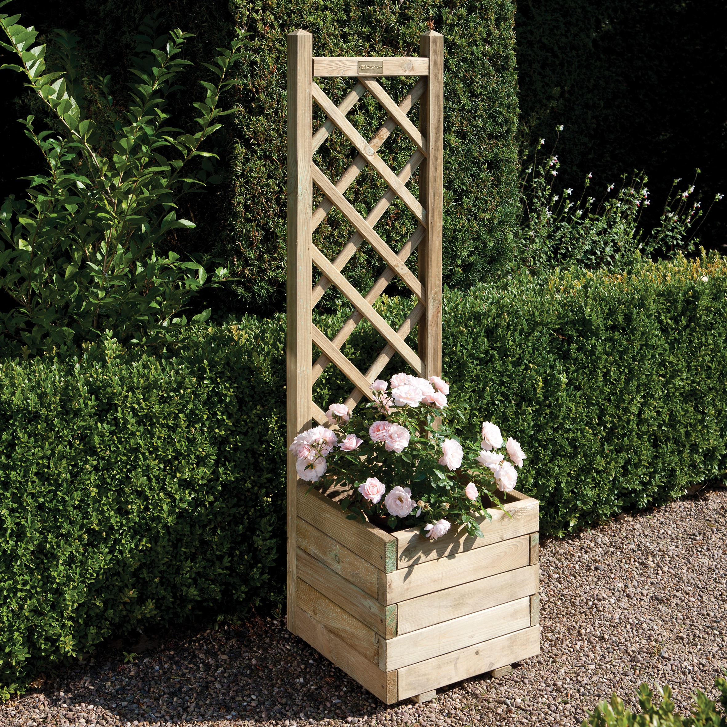 Image of Rowlinson Pressure Treated Square Planter with Lattice - 400 x 1400mm