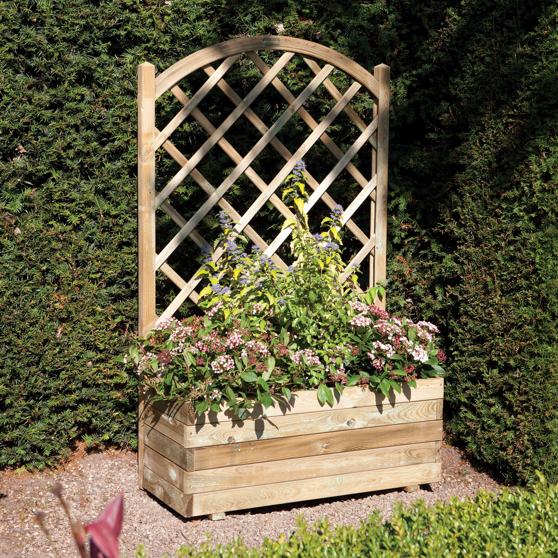 Image of Rowlinson Pressure Treated Rectangular Planter with Lattice - 900 x 1400mm