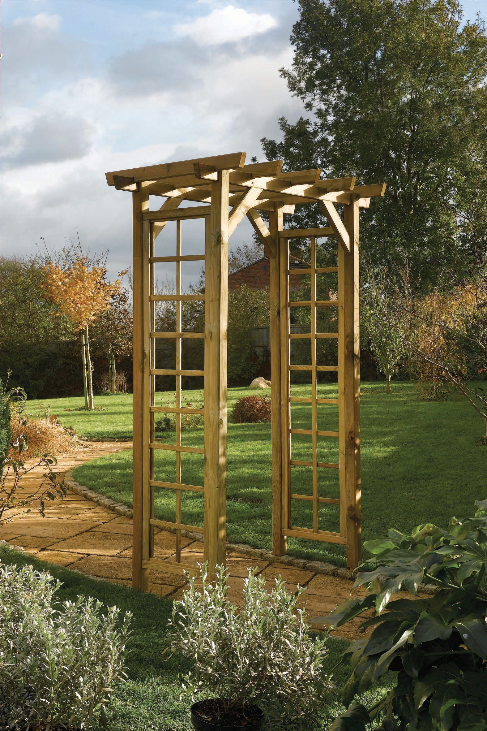 Image of Rowlinson Wooden Square Trellis Garden Arch - 1500 x 900mm