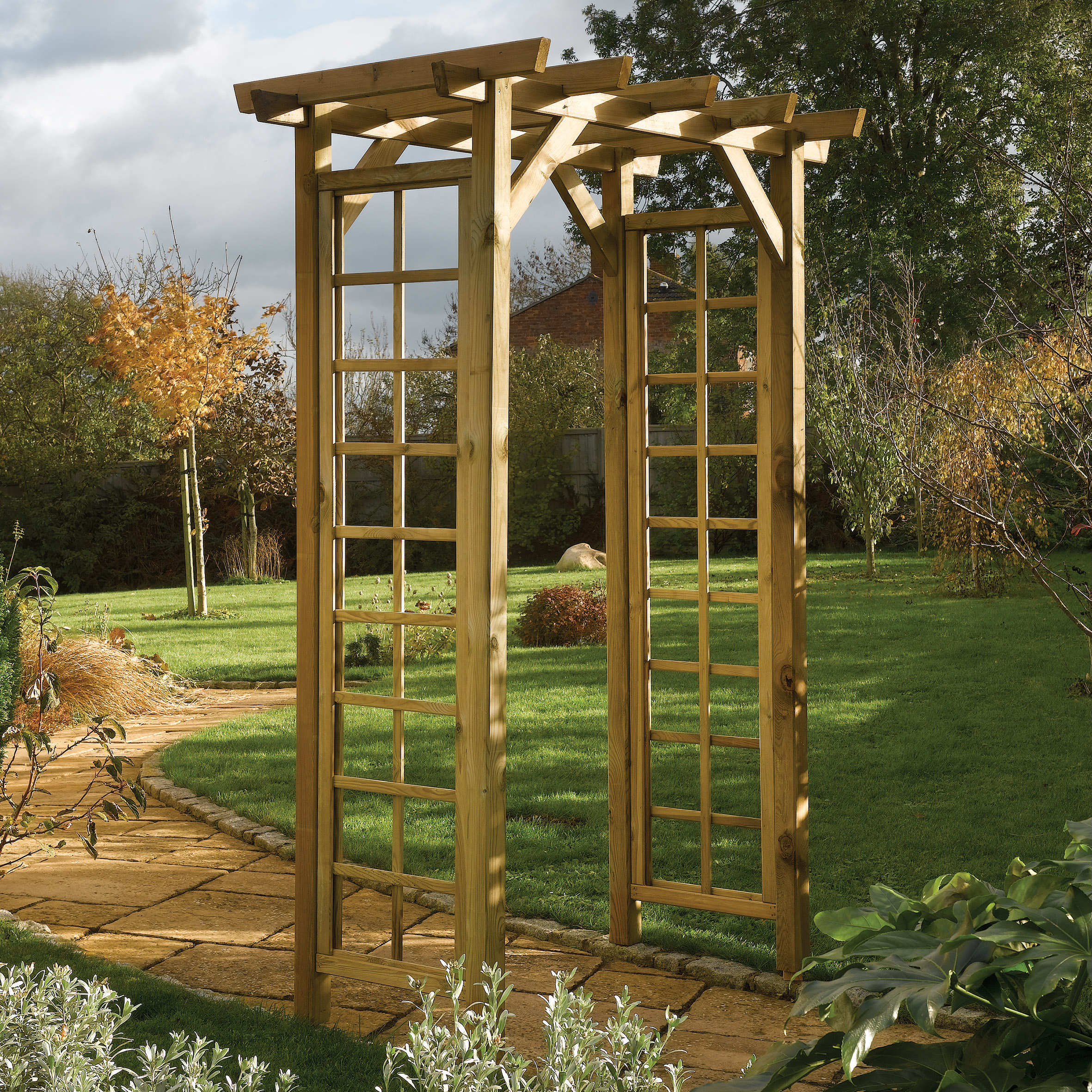 Image of Rowlinson Wooden Square Trellis Garden Arch - 1500 x 900mm