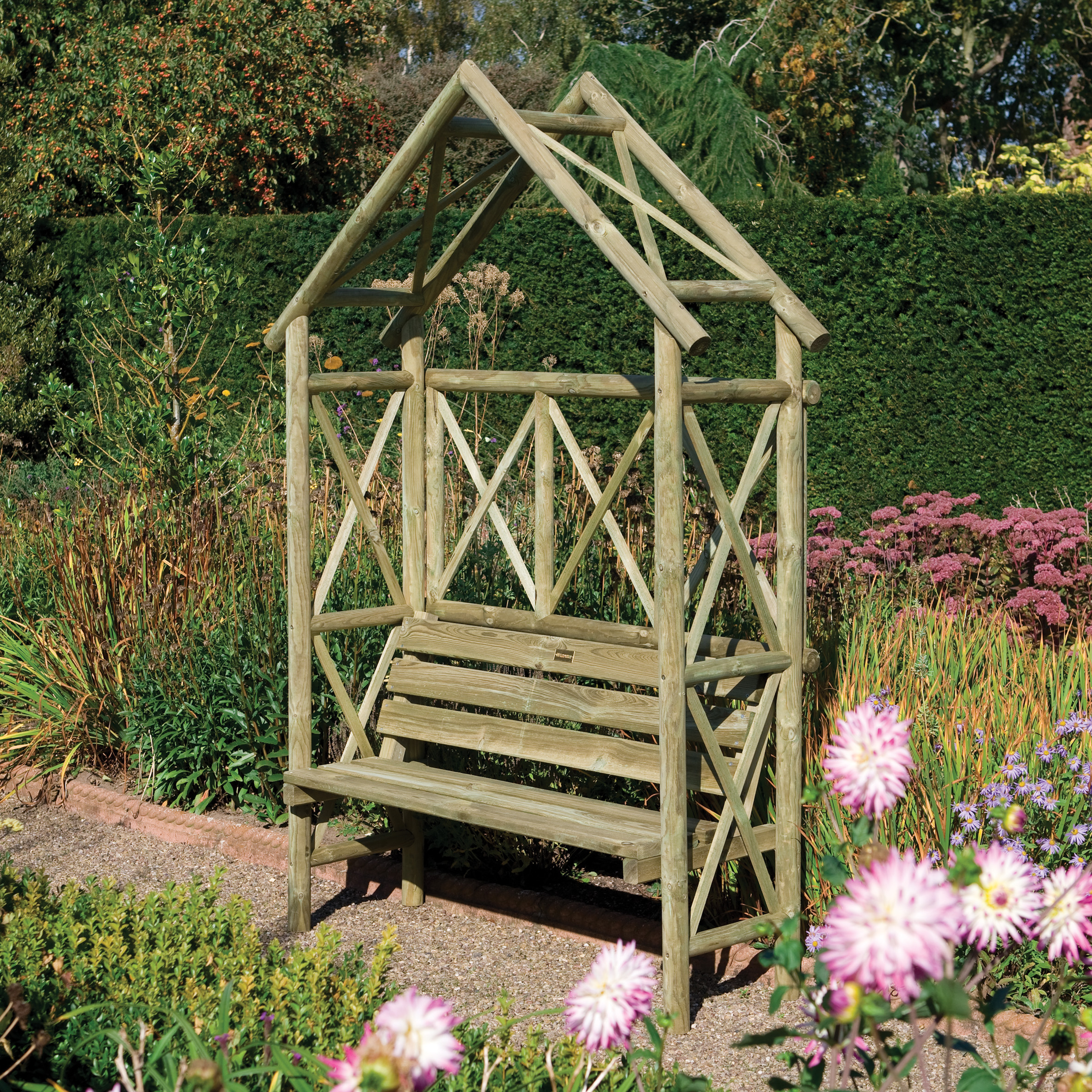 Rowlinson Rustic Criss-Cross Garden Arbour - 1550 x 560mm