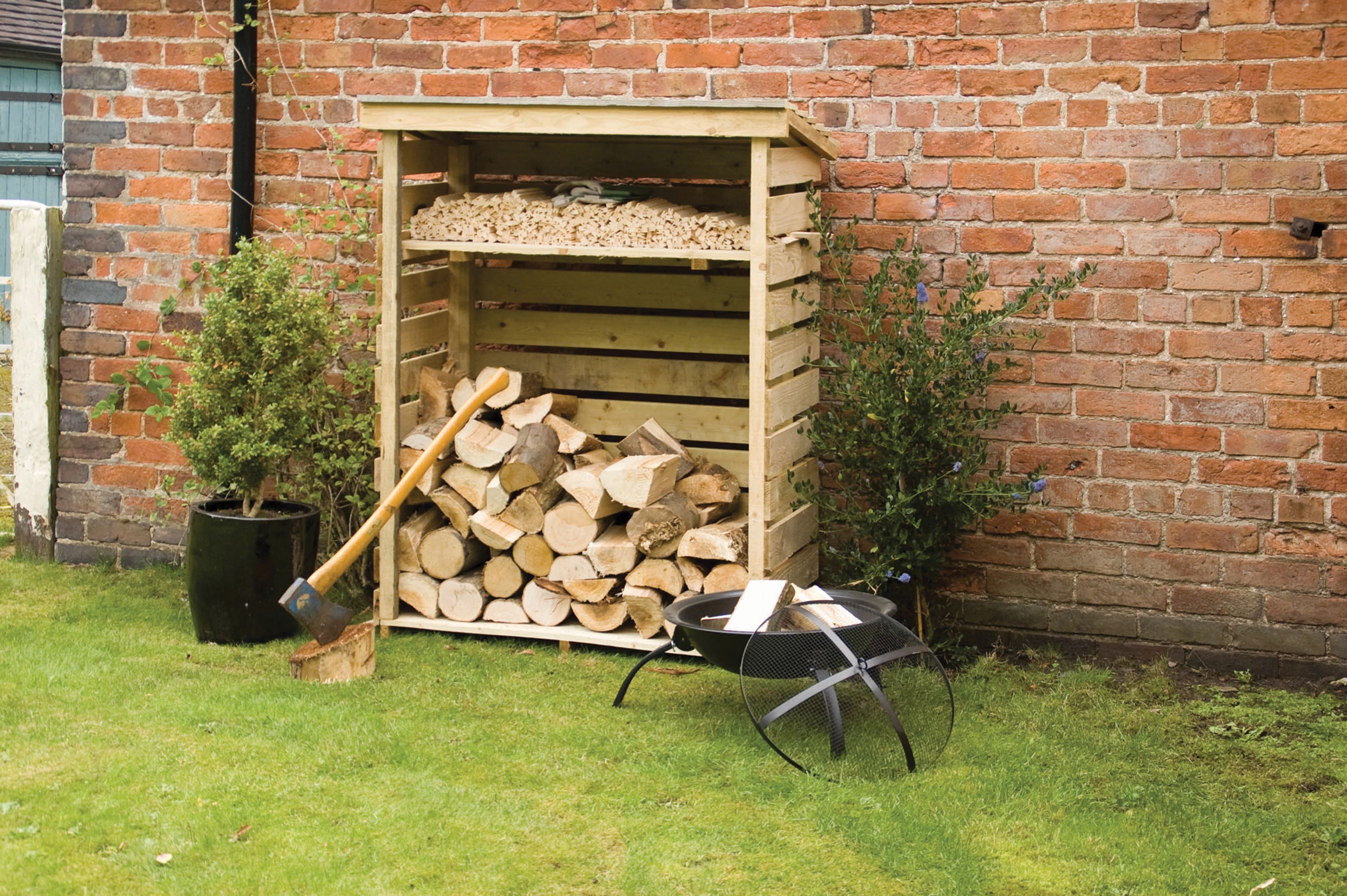 Rowlinson Small Pressure Treated Timber Log Store - 4 x 2ft