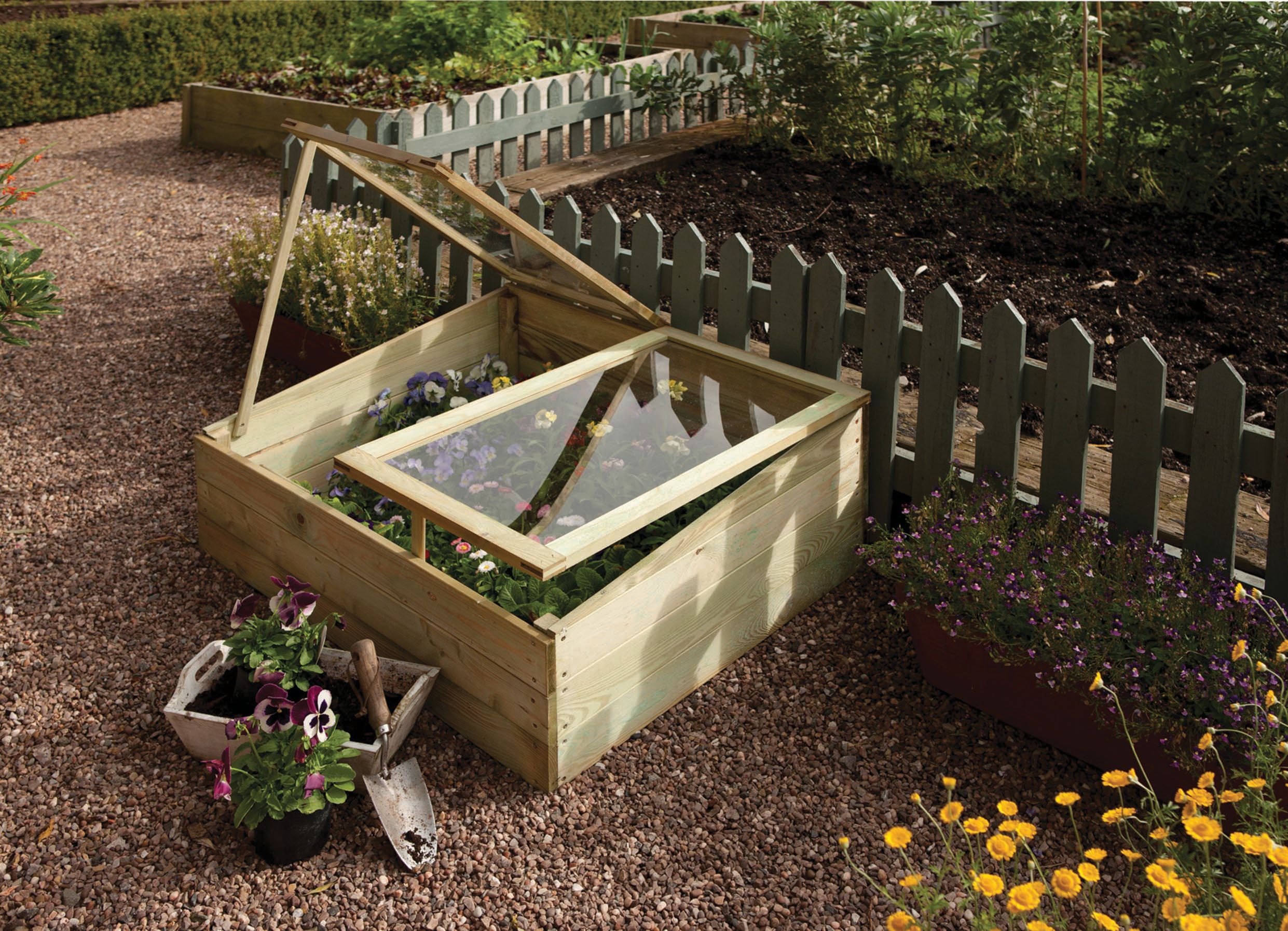 Rowlinson Natural Softwood Styrene Glazed Pent Cold Frame - 1 x 3ft