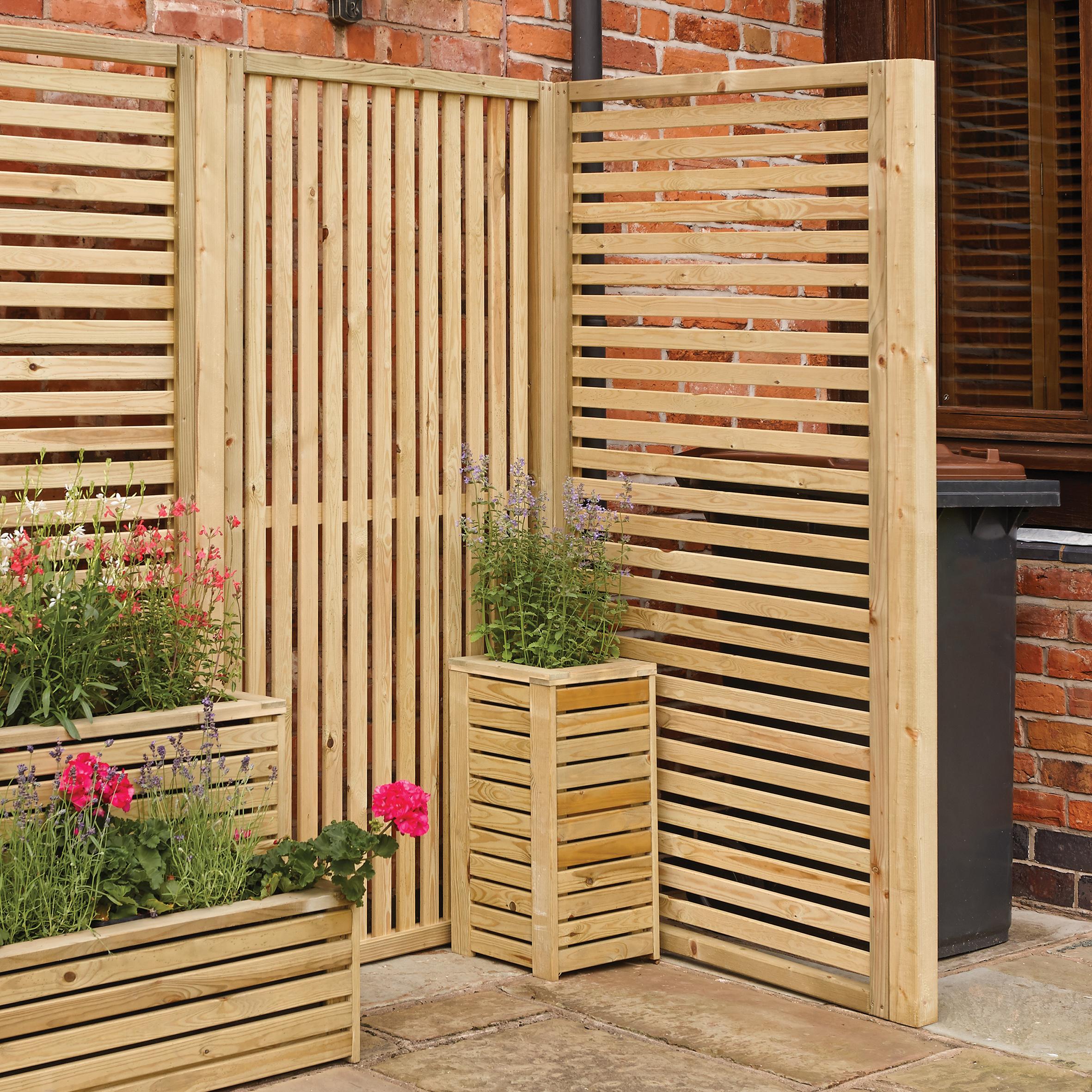 Rowlinson Vertical Timber Slat Screen - Pack of 2