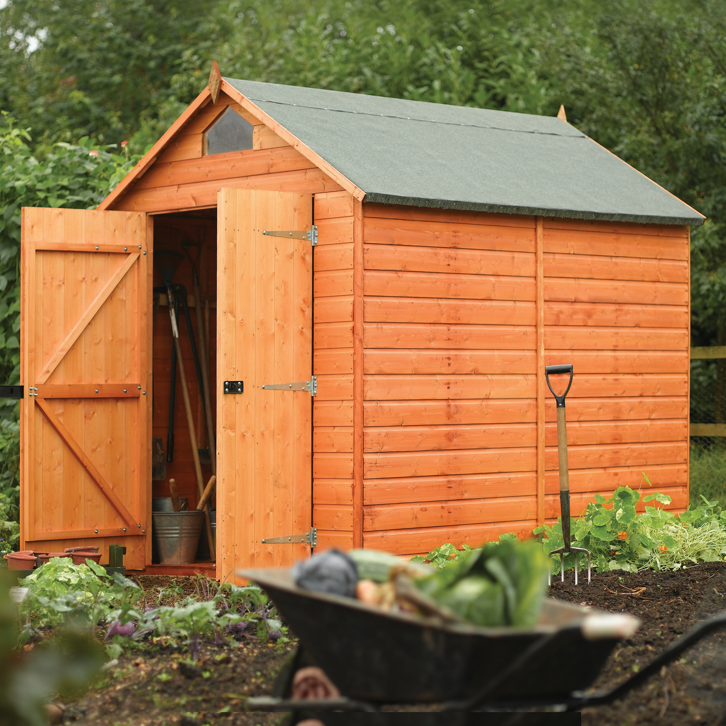 Rowlinson Double Door Security Shed with Apex Window - 8 x 6ft