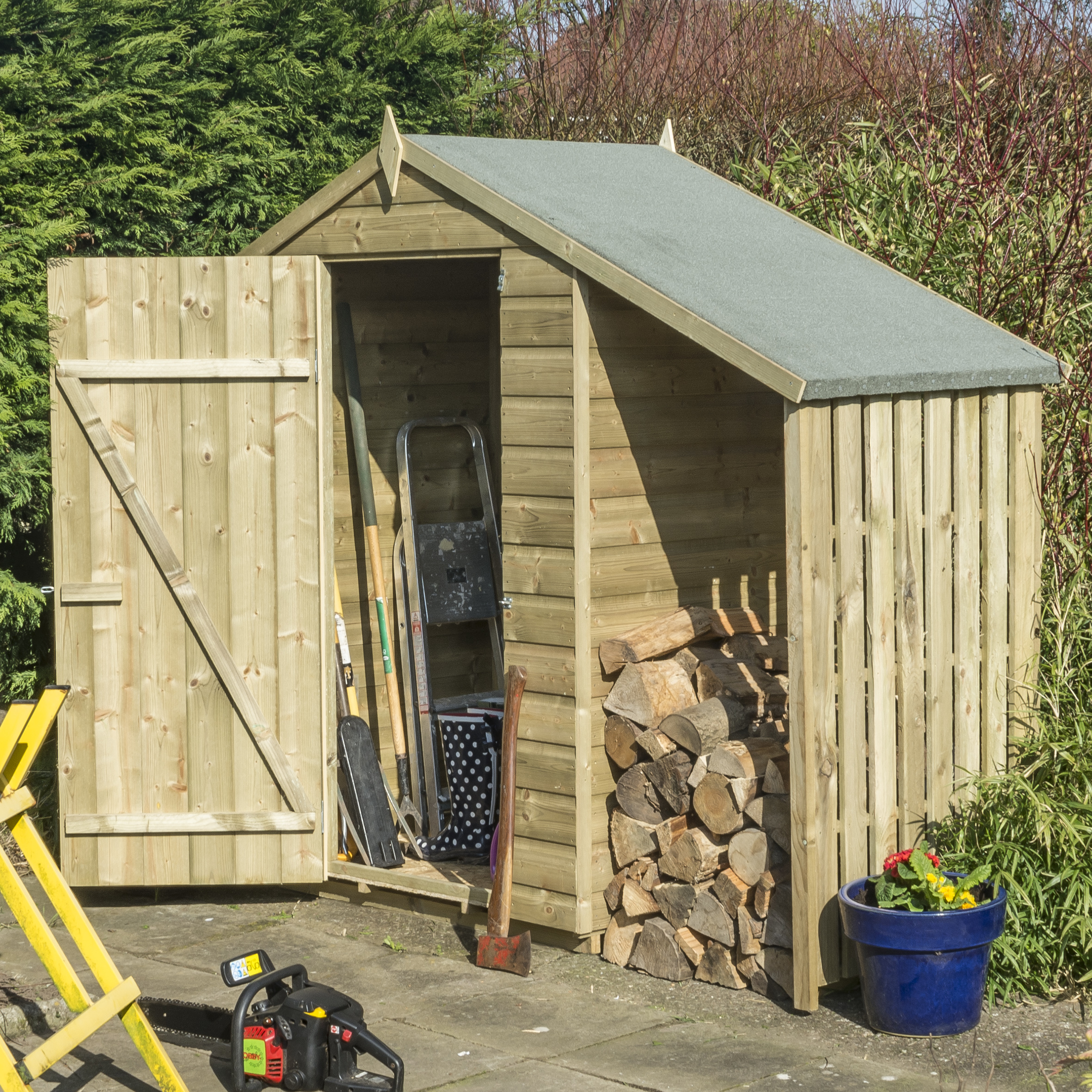 Rowlinson Oxford 4 x 3ft Small Shiplap Apex Shed with Side Storage