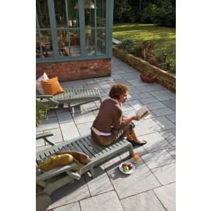 Marshalls Antique Alverno Riven Silver Limestone Paving Slab Mixed Size - 15.5 m2 pack