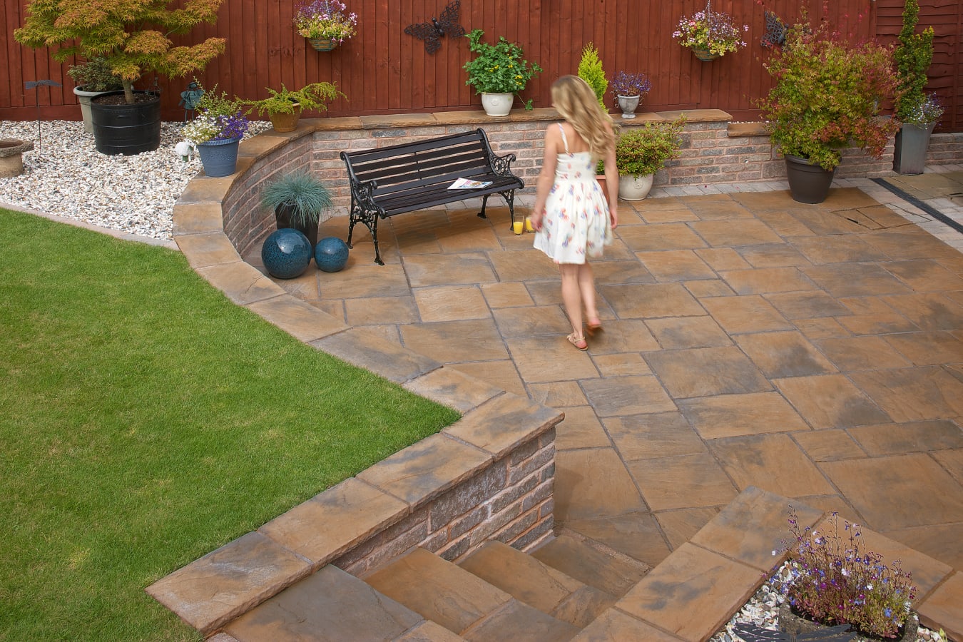 Image of Marshalls Heritage Riven Calder Brown Paving Slab 600 x 600 x 38 mm - 7.92m2 pack