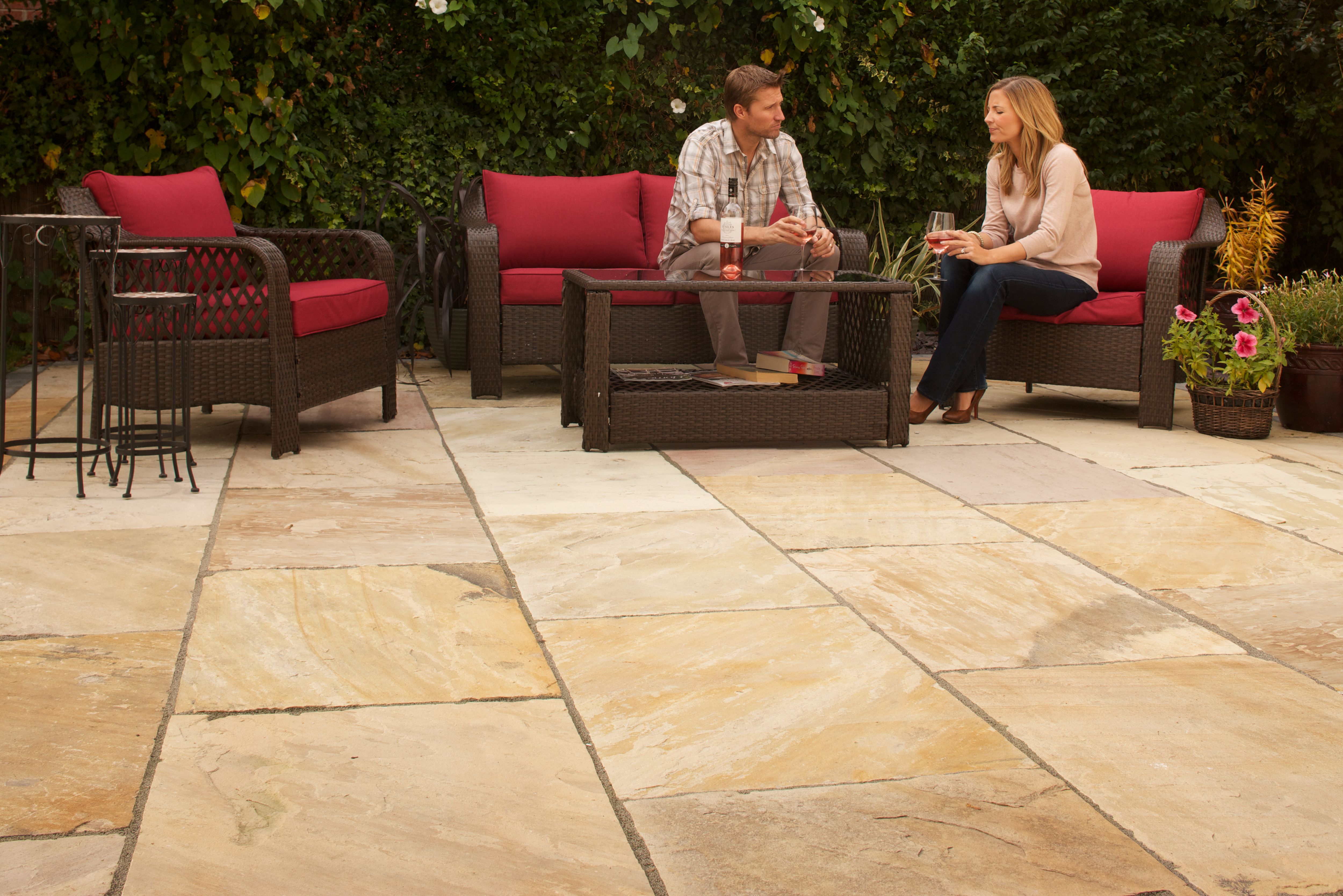 Marshalls Indian Sandstone Textured Buff Multi Paving Slab - 560 x 560 x 22mm