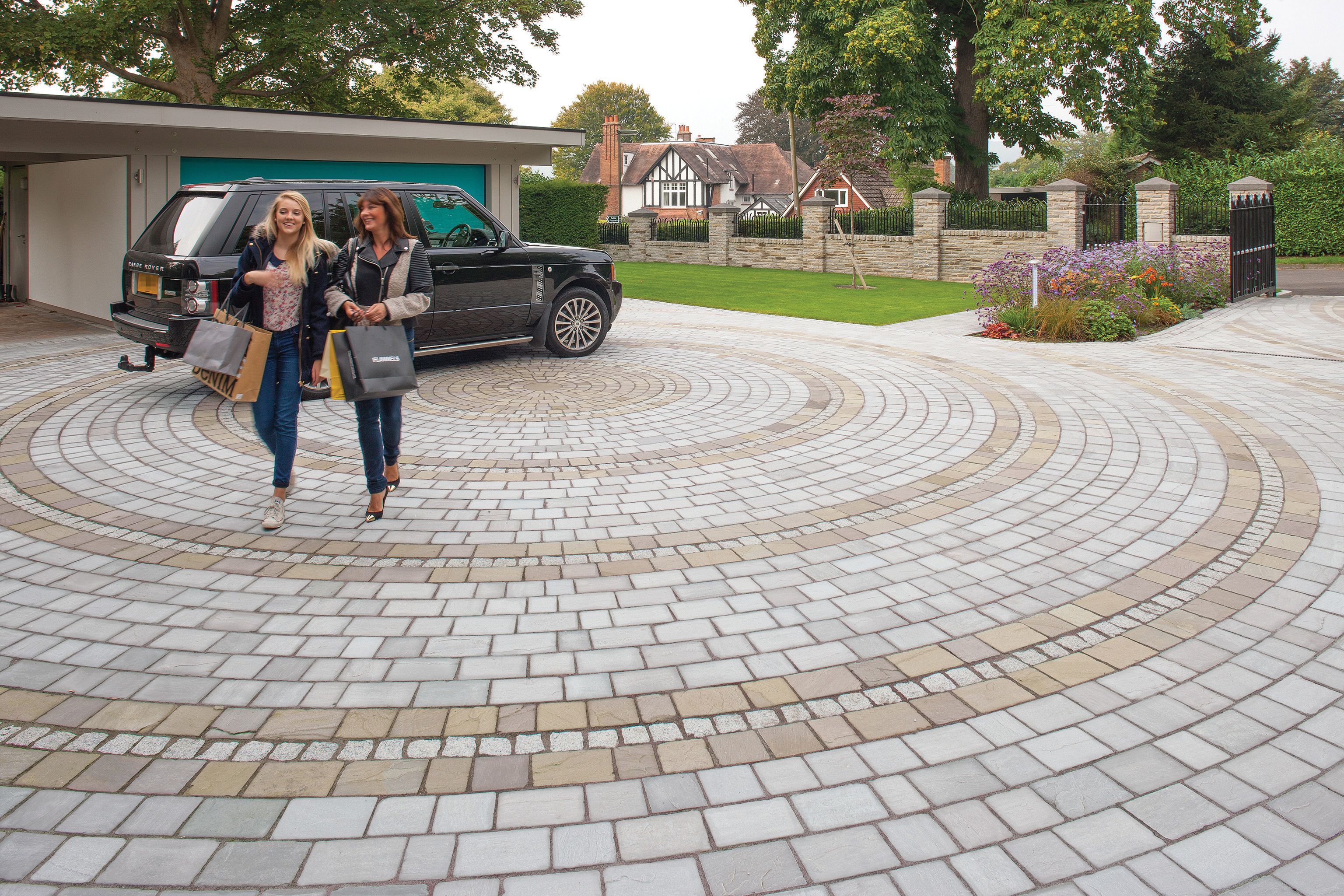 Image of Marshalls Fairstone Natural Stone Set Driveway Block Paving - Silver Birch 7.8 m2