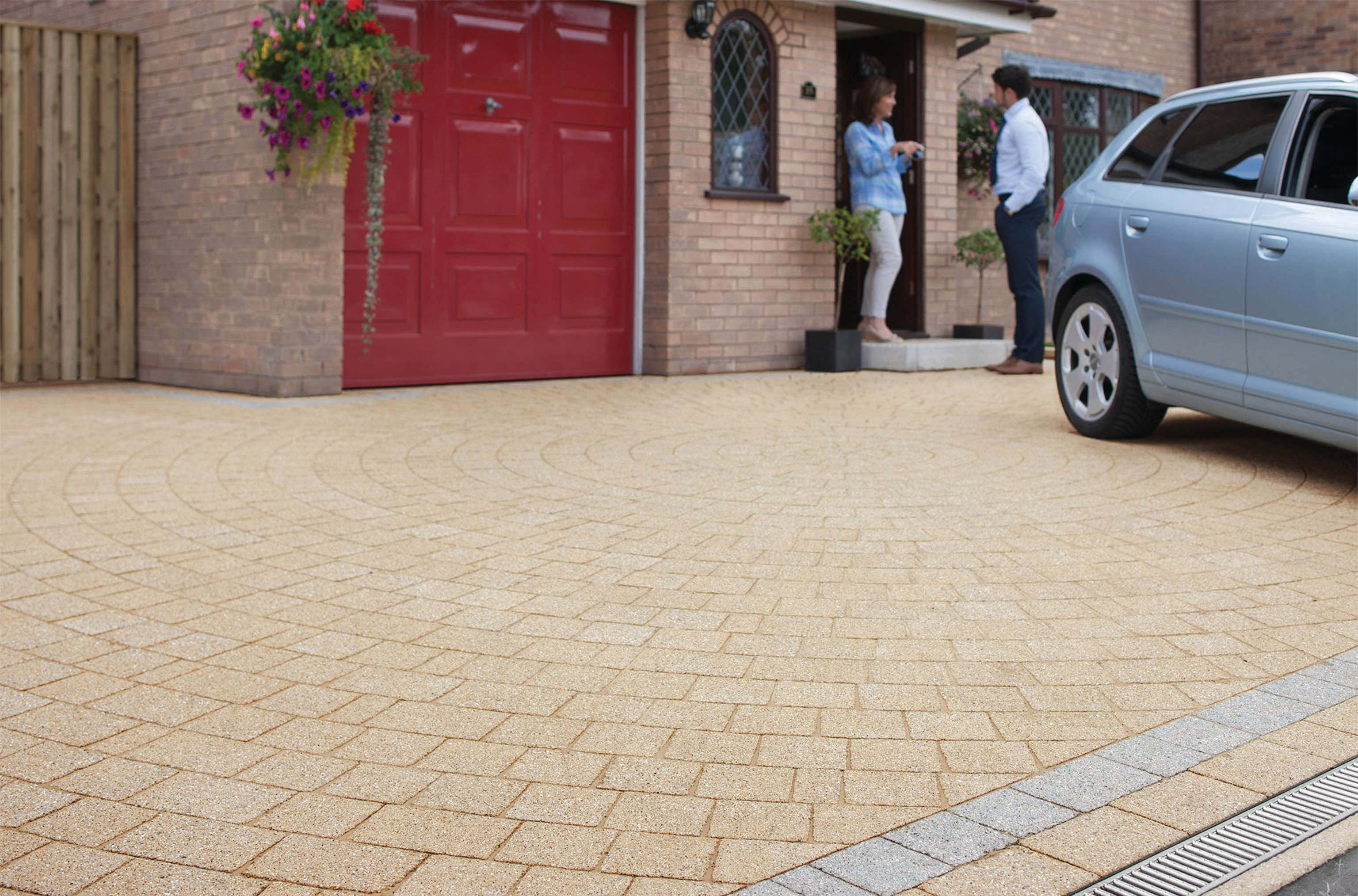 Marshalls Drivesett Argent Textured Buff Block Paving Driveway