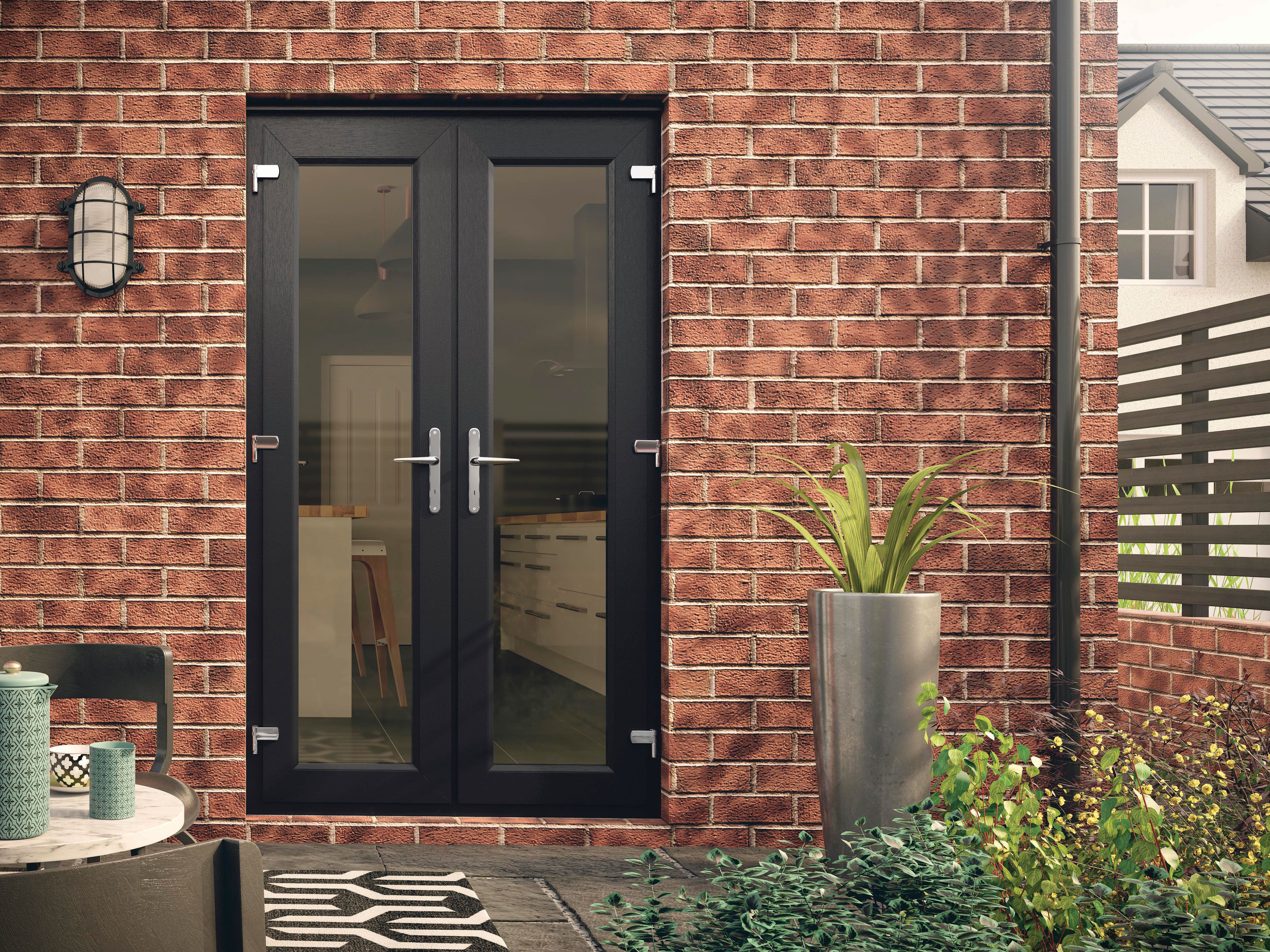 Euramax uPVC Anthracite 6ft Grey Double Glazed French Door - 1790 x 2090mm