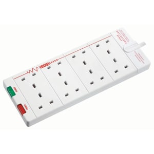 Masterplug 8 Socket Extension Lead With Surge Protection White 2m 13A