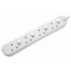 Masterplug 4 Socket Individually Switched Extension Lead - White 2m 13A