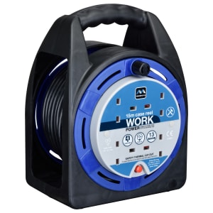 Masterplug 10A 4 Socket Blue Thermal Cut-Out Case Reel - 15m
