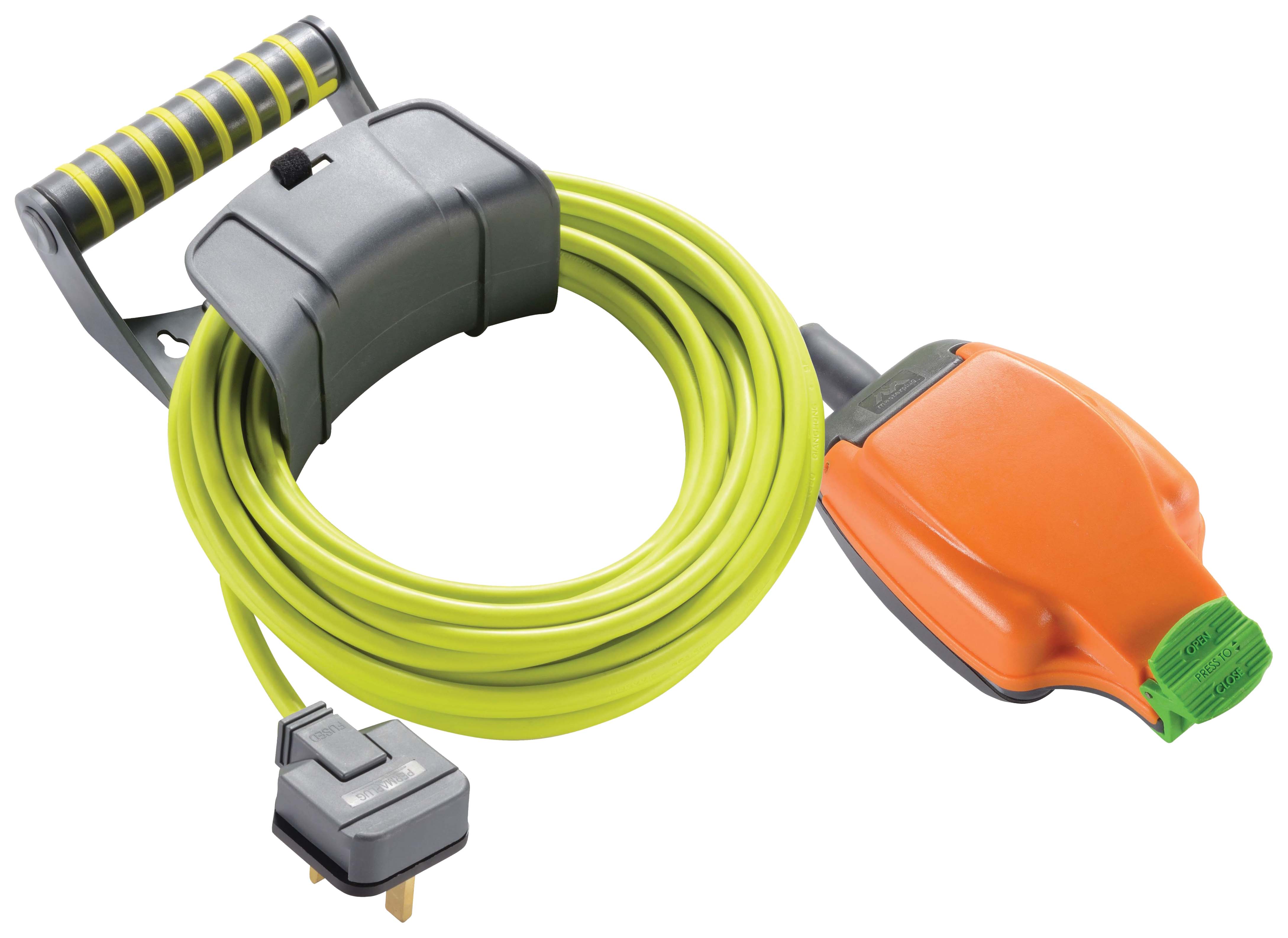 Image of Masterplug Pro-XT Weatherproof Trailing Socket High Visibility Cable - 10m 13A