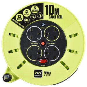 Image of Masterplug Pro-XT 4 Socket Cassette Reel High Visibility Cable - 10m 13A