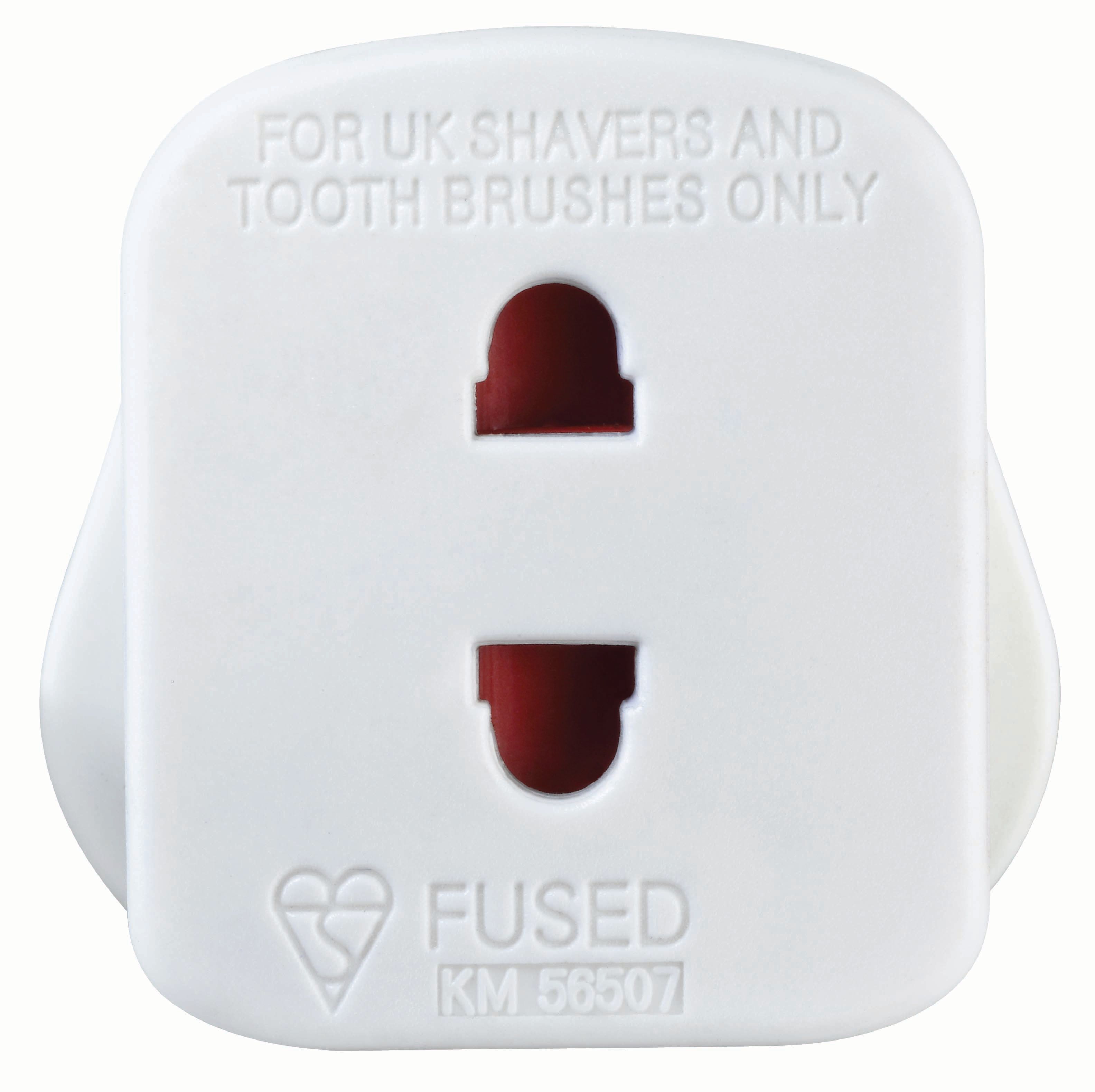 Masterplug 250V 3 Pin Fused Shaver Socket Adaptor - White