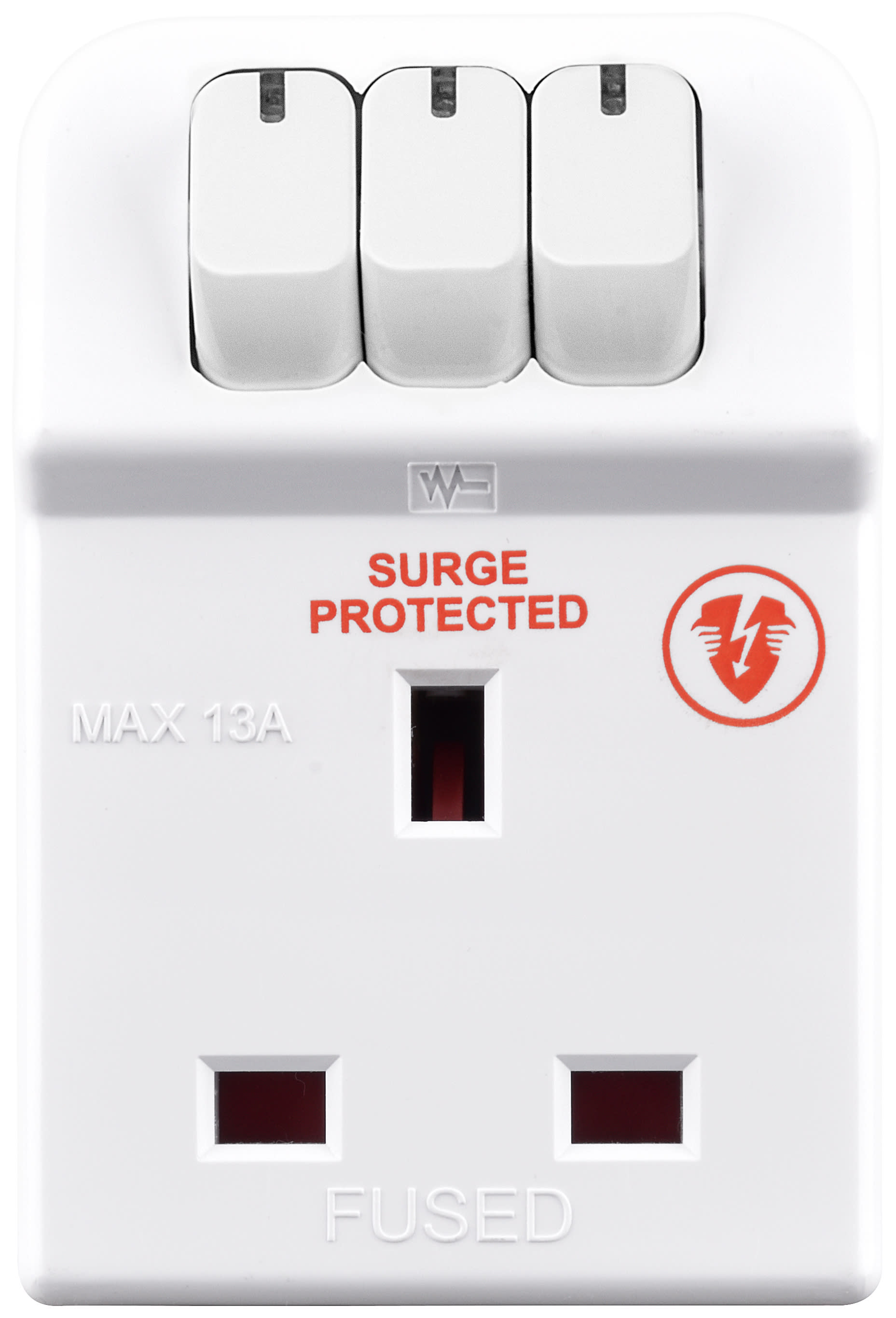 Masterplug 13A 3 Gang Surge Protected Socket Adaptor