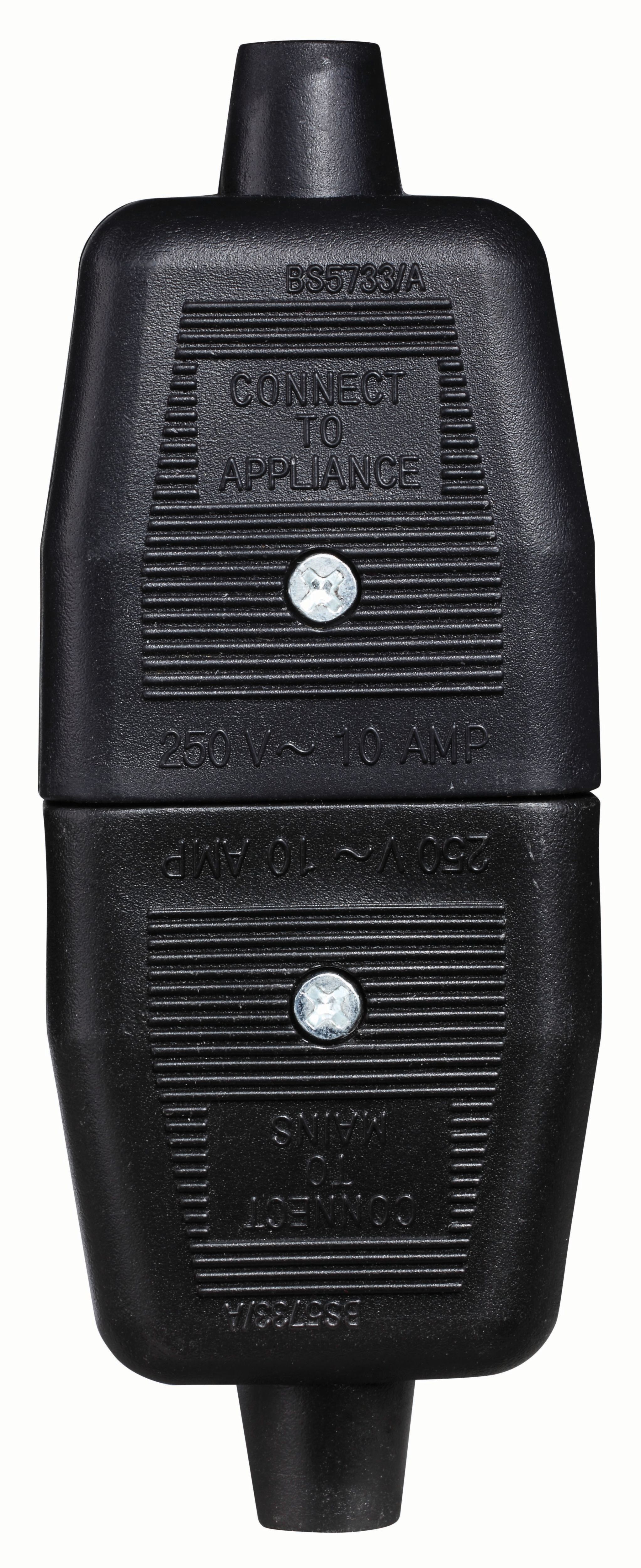 Masterplug 10A 3 Pin Non-Reversible Connector - Black