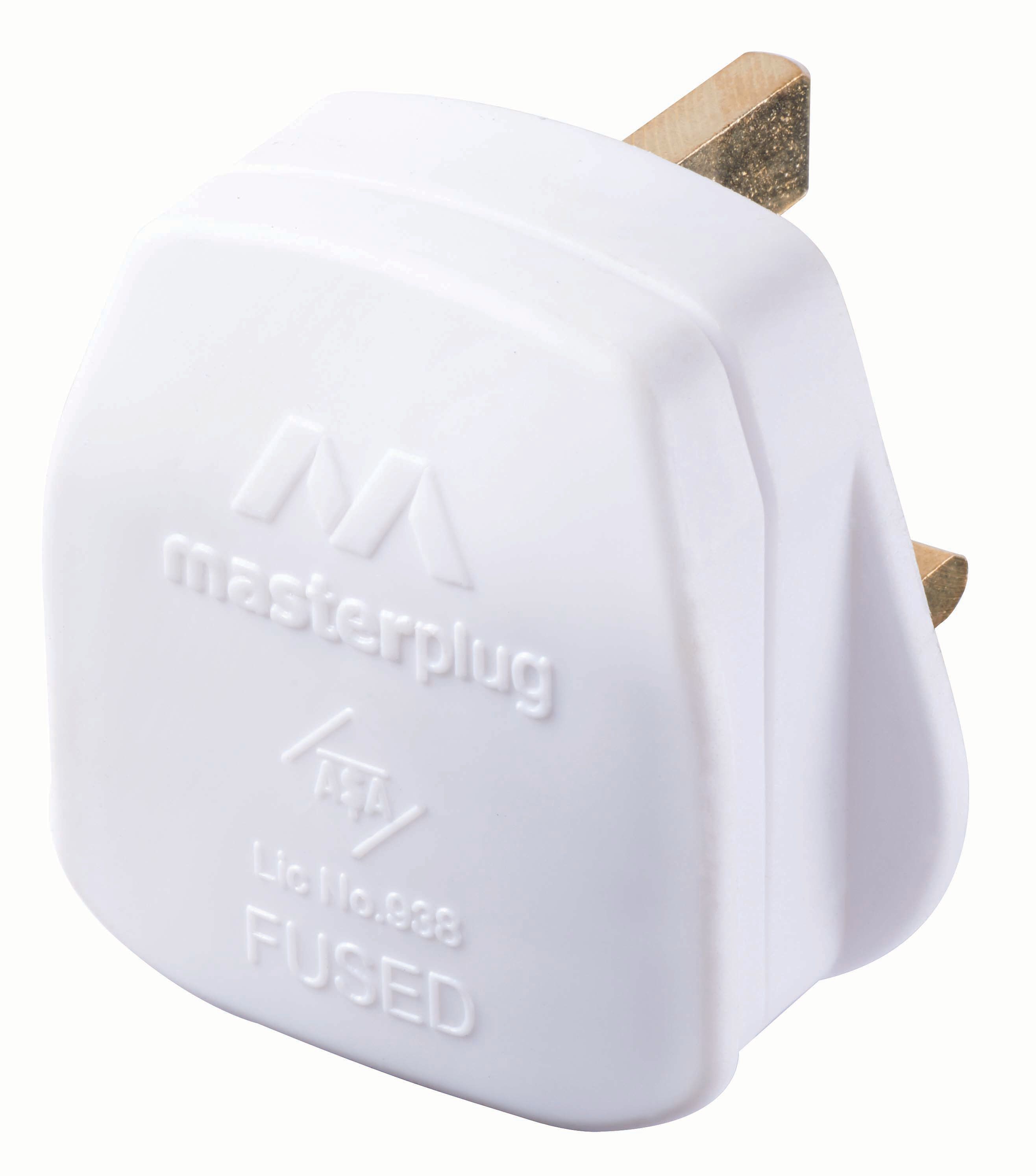 Masterplug 3 Pin 13A Rewireable Design Fused UK Plug Socket - White