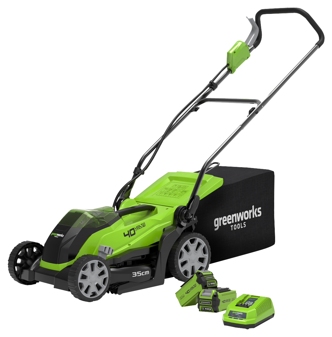 Greenworks Cordless Lawn Mower with Battery & Charger - 35cm
