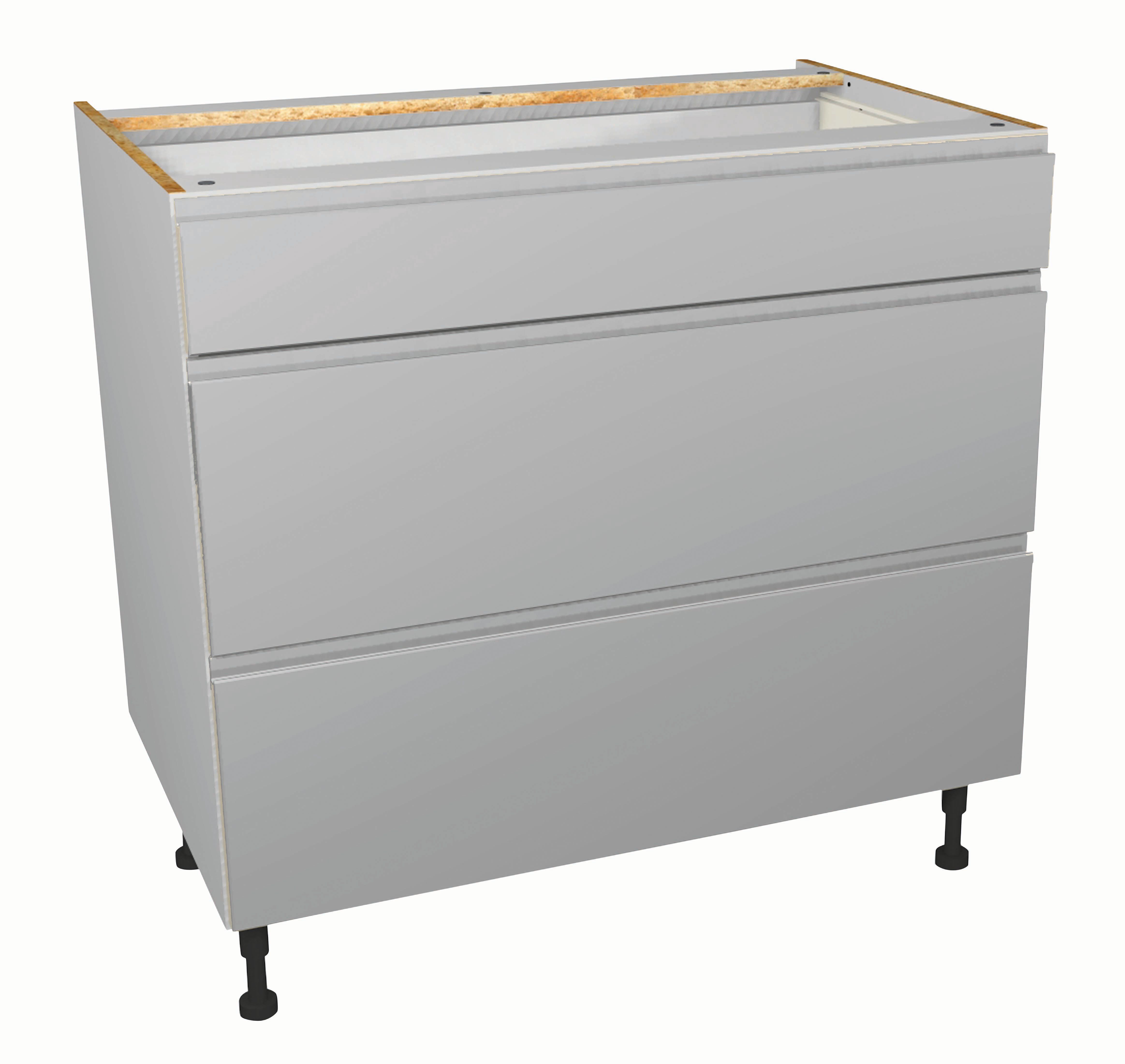 Wickes Madison Grey Gloss Handleless Drawer Unit - 900mm Part 1 of 2